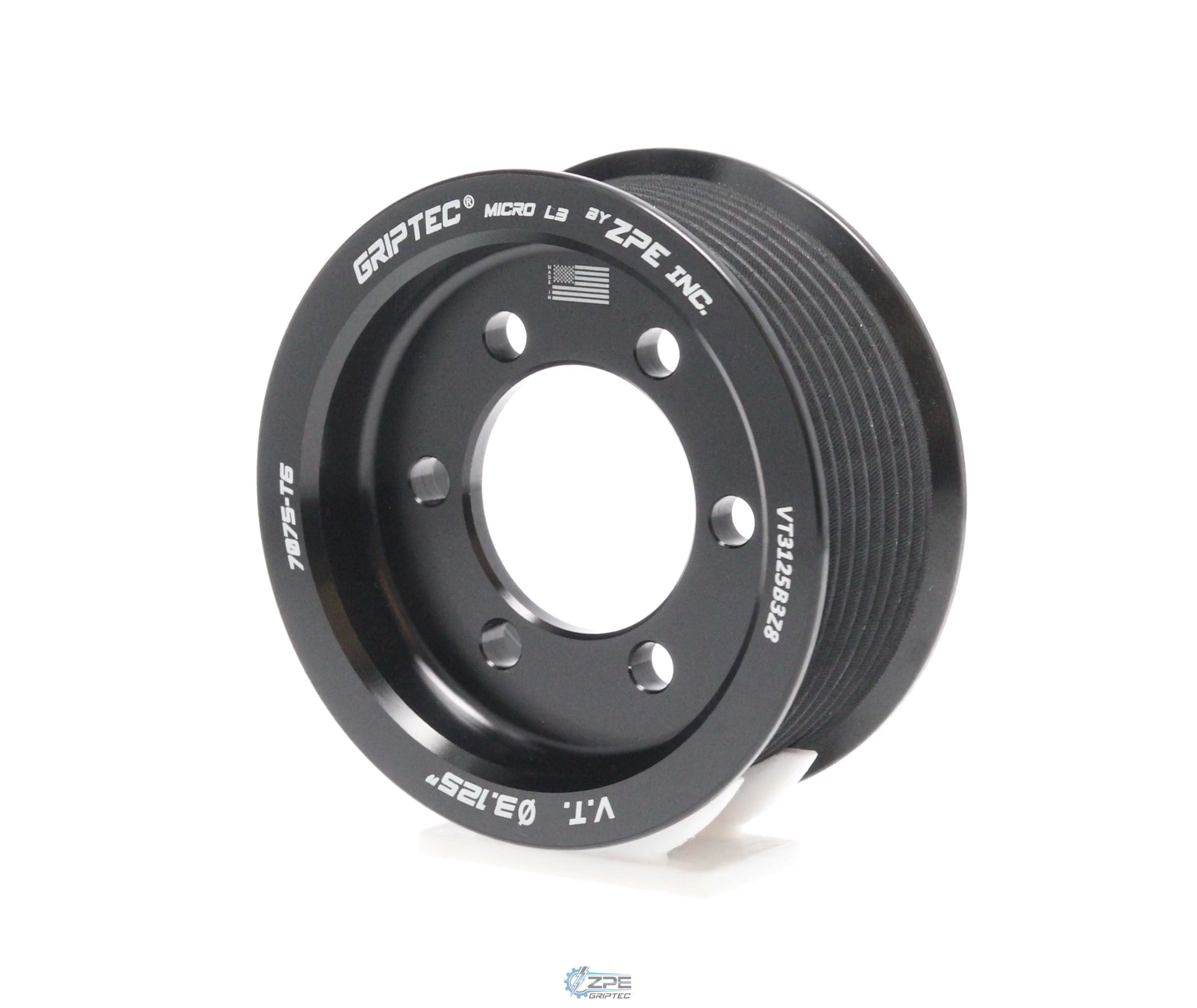 3.125" 8 Rib ZPE GripTec® 2pc Vortech YSi/JT/V3 L3 Black Pulley Only