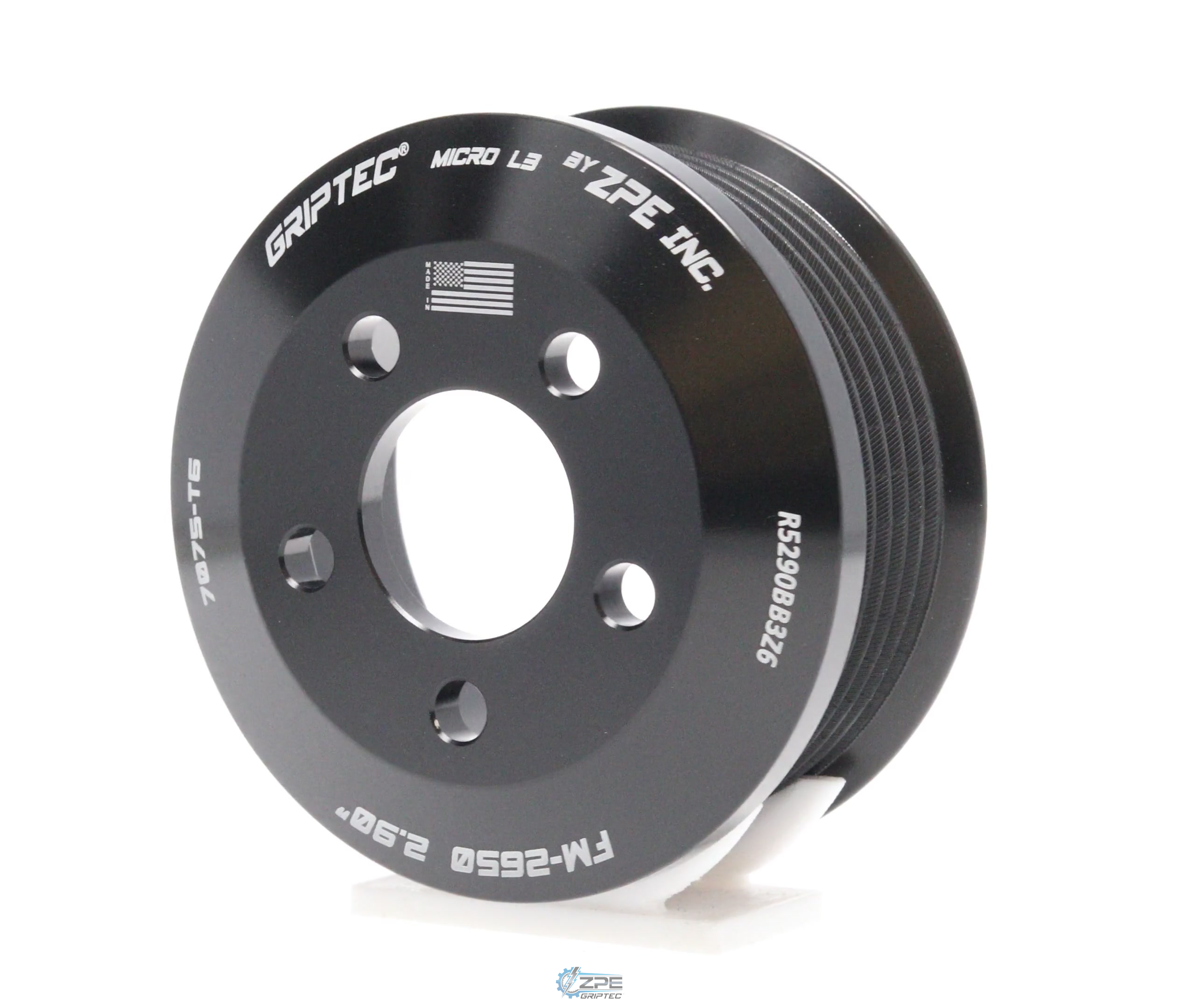2.90" 6 Rib ZPE GripTec® 2pc FMS Ford-Roush TVS R2650 L3 Black Pulley Only
