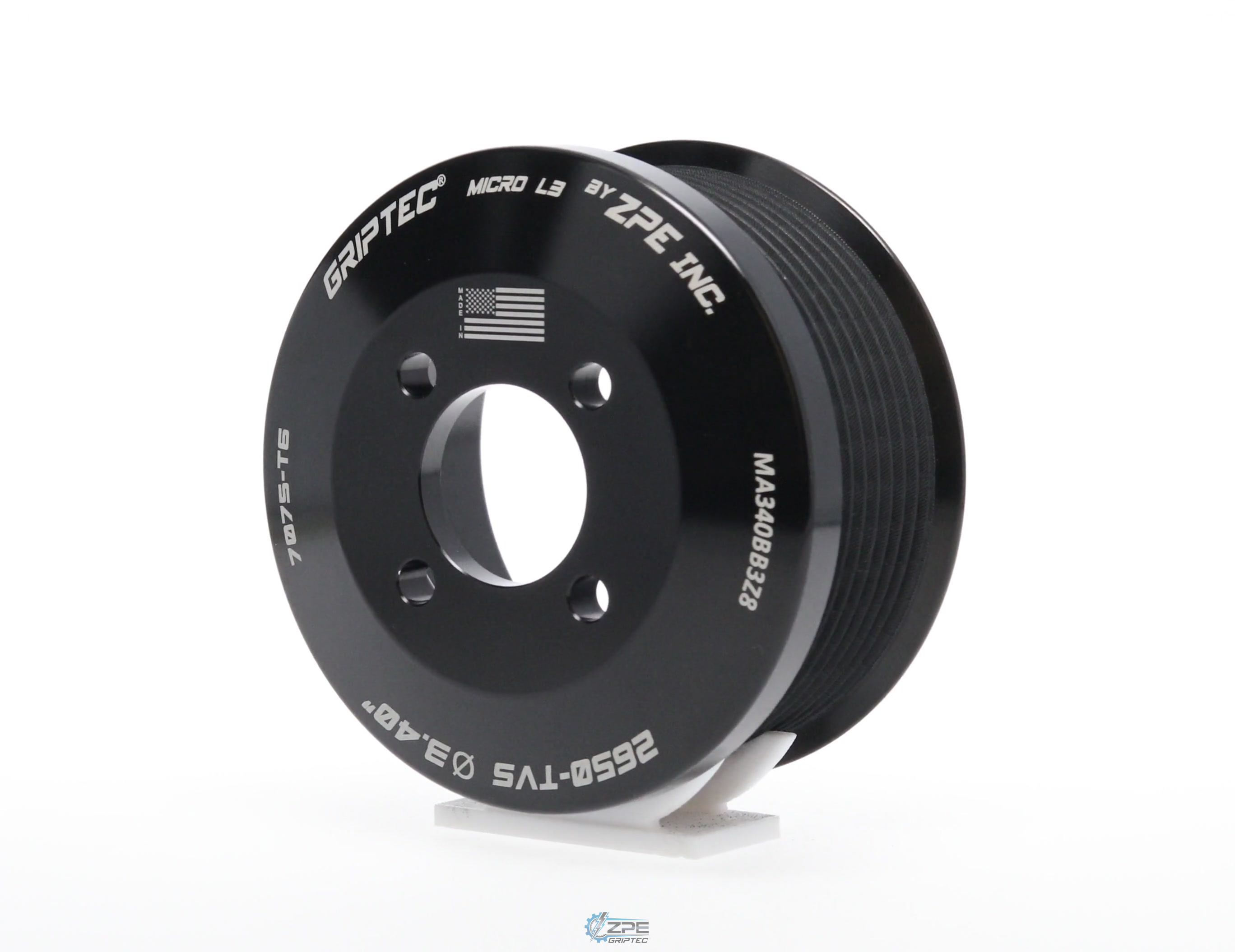 3.40" 8 Rib ZPE GripTec® 2pc Magnuson LSA/LT4 2650 TVS L3 Black Pulley Only