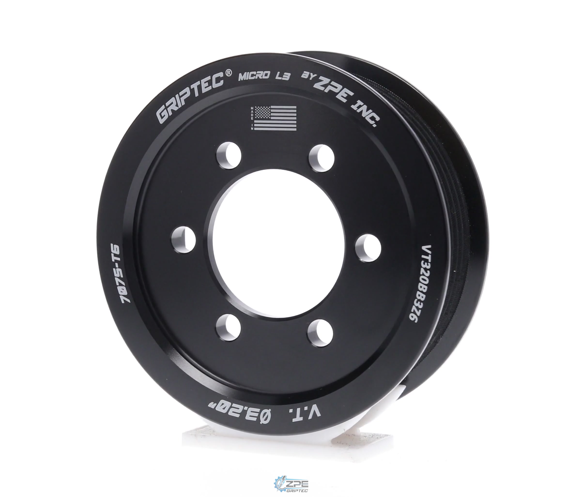 3.20" 6 Rib ZPE GripTec® 2pc Vortech YSi/JT/V3 L3 Black Pulley Only