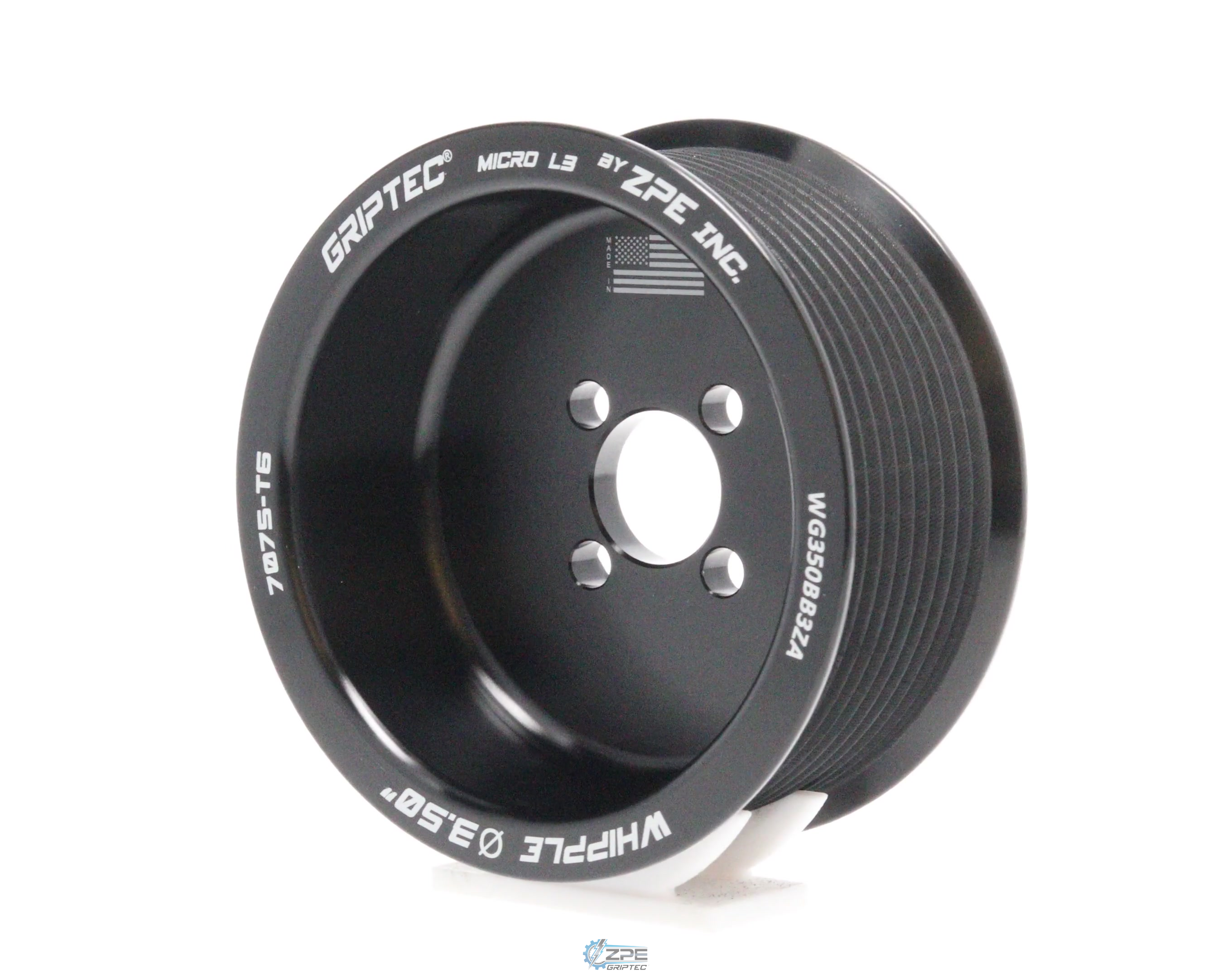 3.50" 10 Rib ZPE GripTec® Whipple GT500 L3 Black Pulley