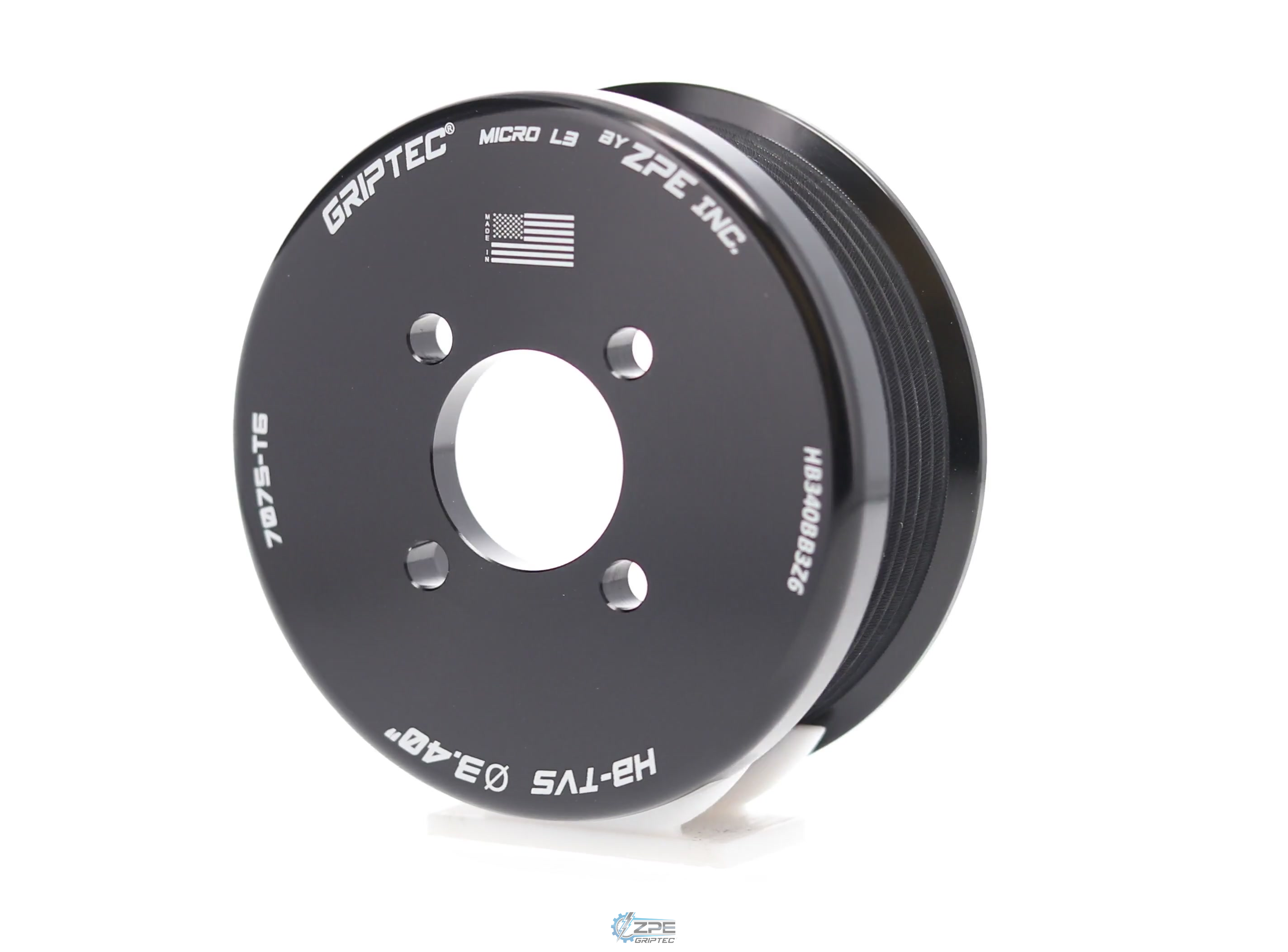 3.40" 6 Rib ZPE GripTec® 2pc Magnuson Heartbeat TVS L3 Black Pulley Only