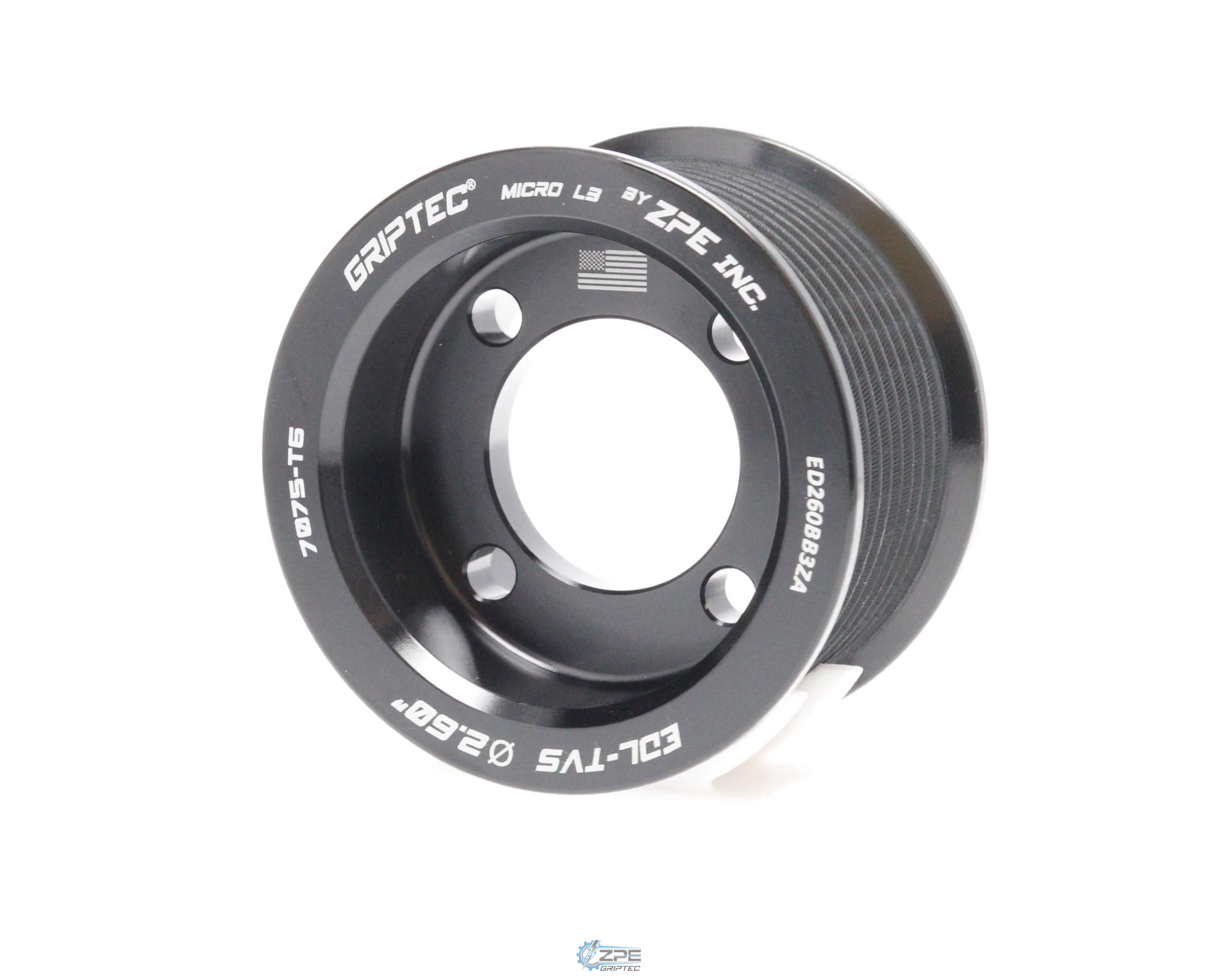 2.60" 10 Rib ZPE GripTec® 2pc Edelbrock TVS L3 Black Pulley Only