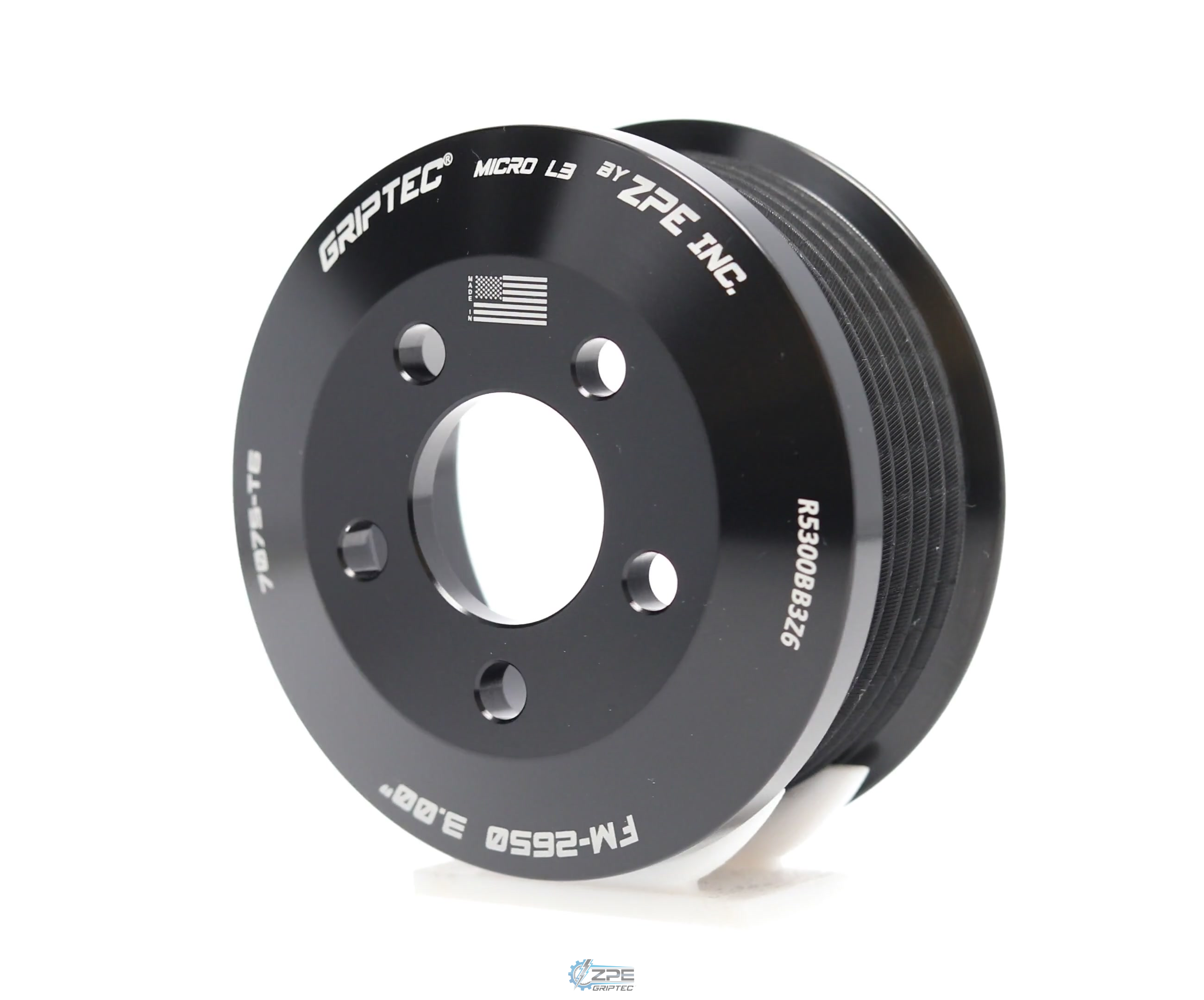 3.00" 6 Rib ZPE GripTec® 2pc FMS Ford-Roush TVS R2650 L3 Black Pulley Only
