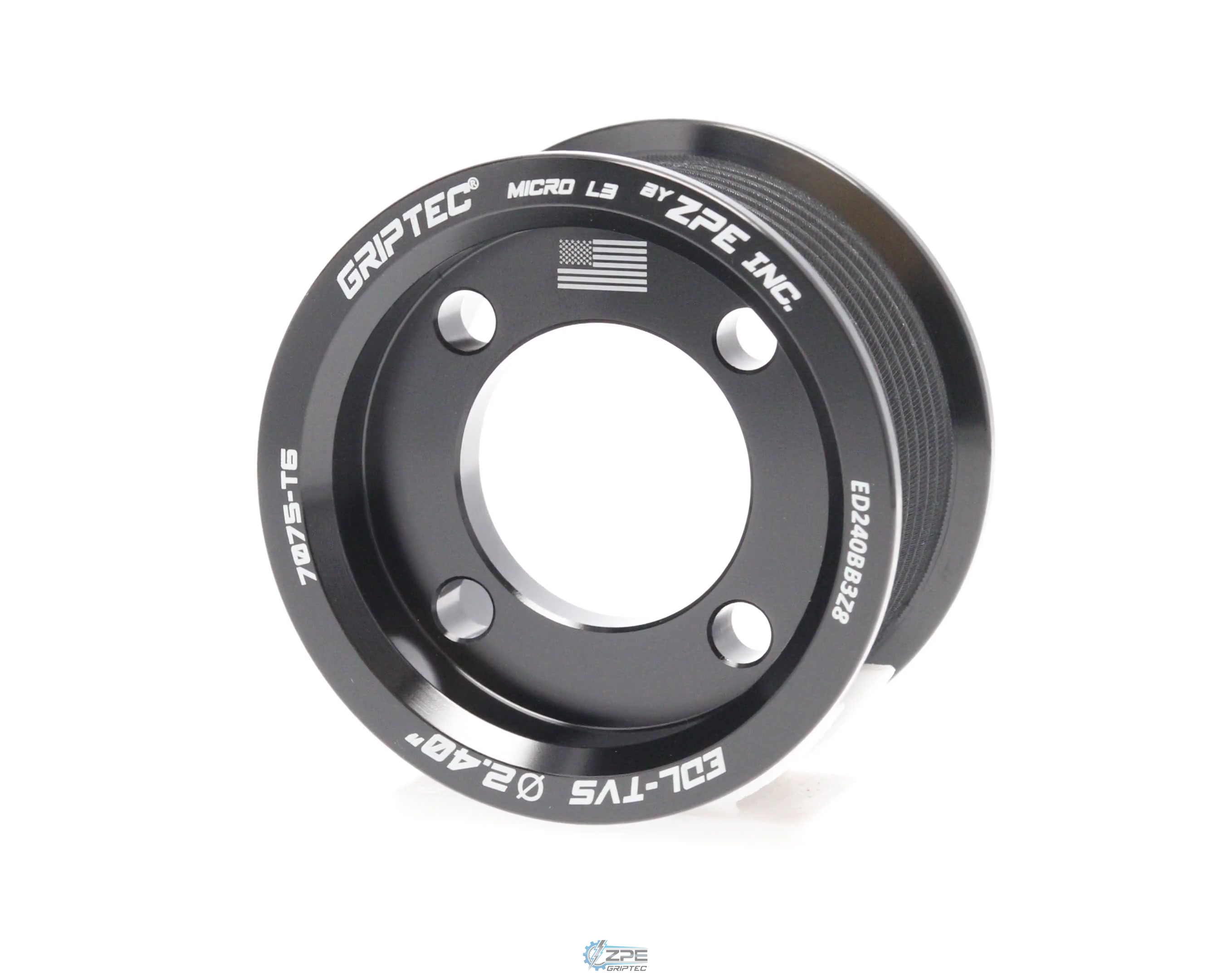2.40" 8 Rib ZPE GripTec® 2pc Edelbrock TVS L3 Black Pulley Only