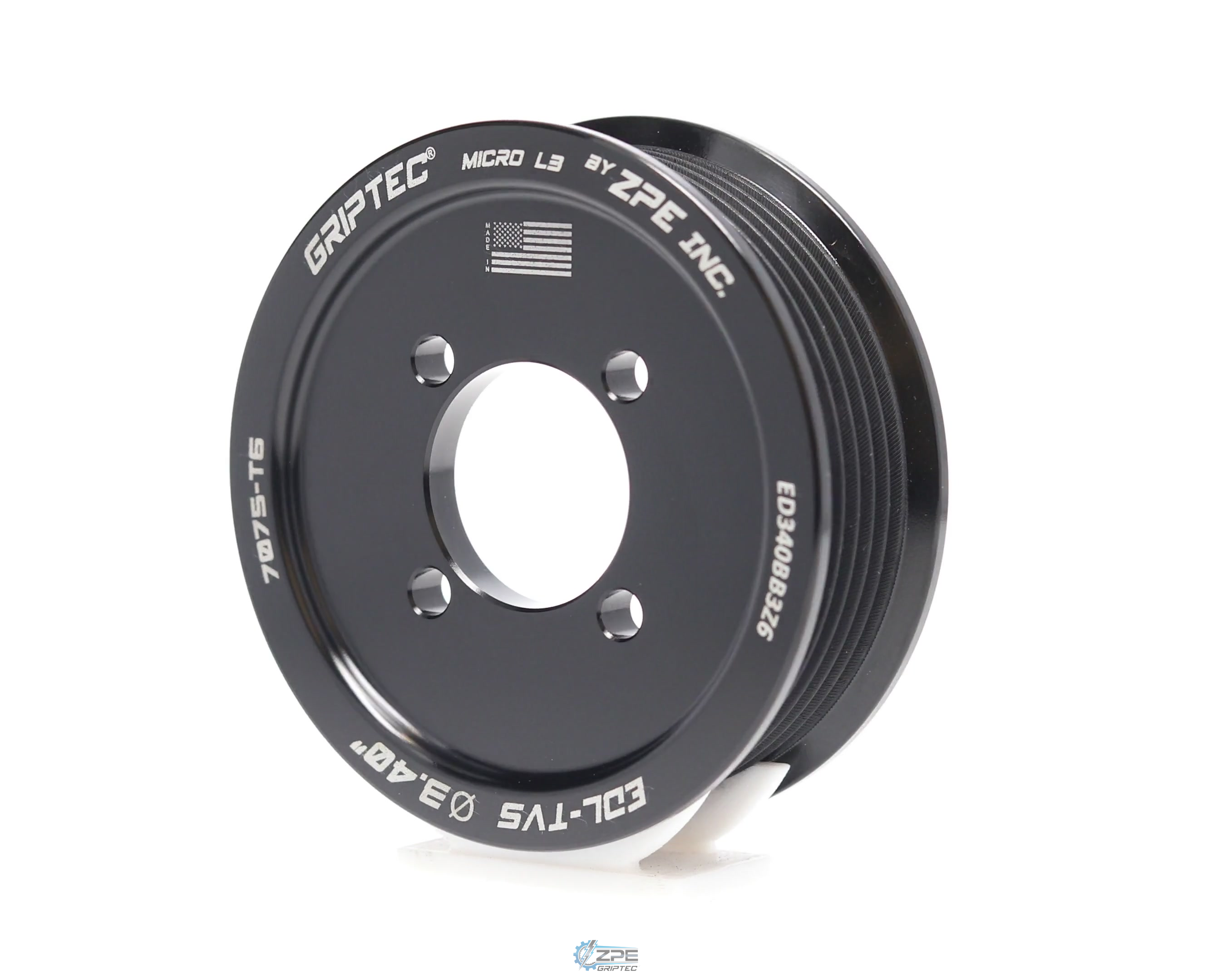 3.40" 6 Rib ZPE GripTec® 2pc Edelbrock TVS L3 Black Pulley Only