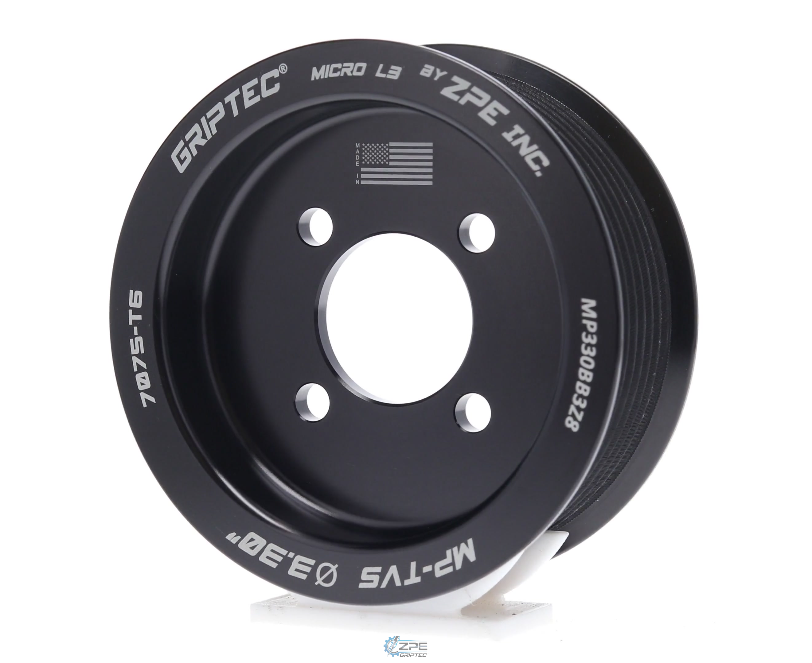 3.30" 8 Rib ZPE GripTec® 2pc Magnuson TVS L3 Black Pulley Only