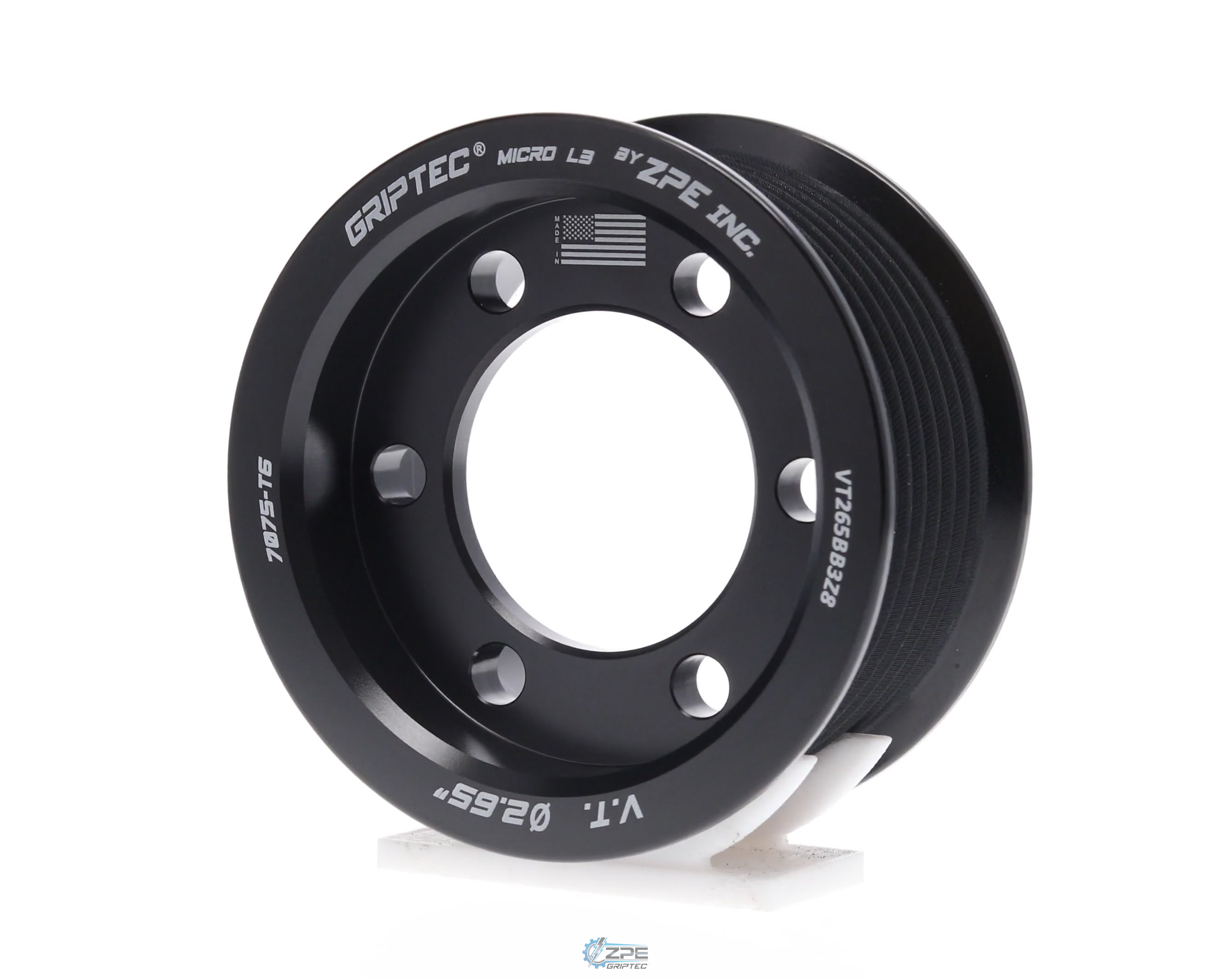 2.65" 8 Rib ZPE GripTec® 2pc Vortech YSi/JT/V3 L3 Black Pulley Only