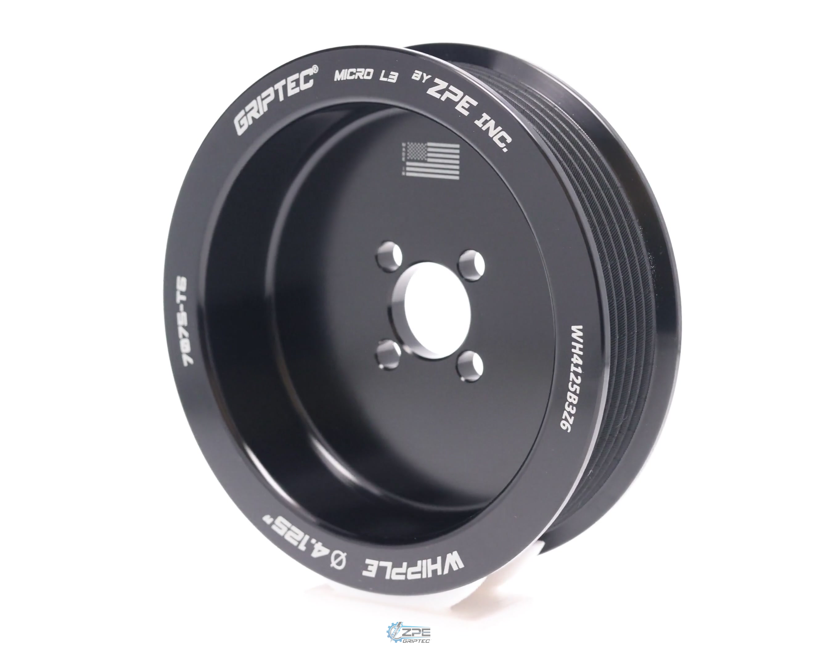4.125" 6 Rib ZPE GripTec® Whipple Standard L3 Black Pulley