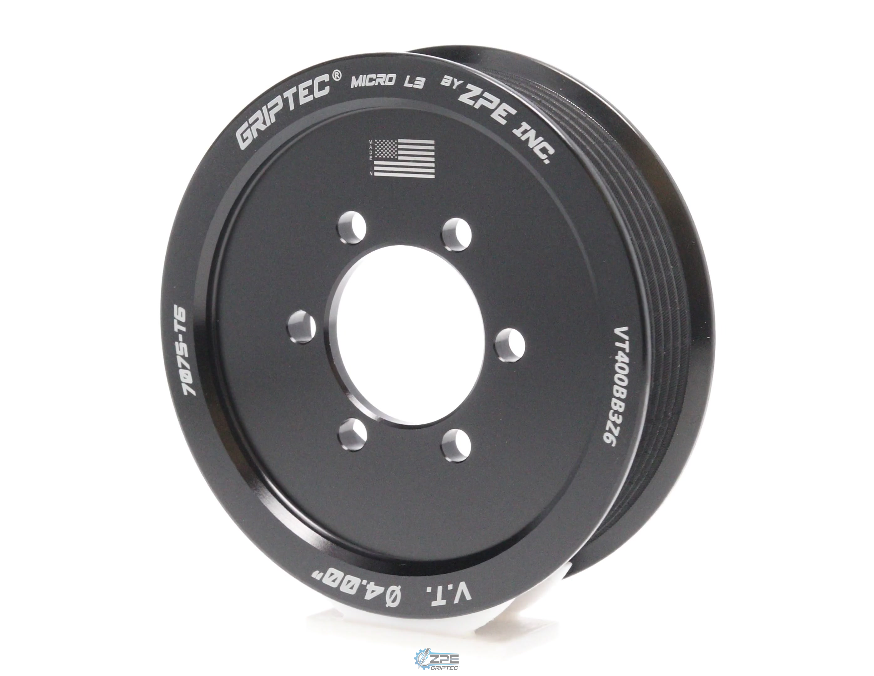 4.00" 6 Rib ZPE GripTec® 2pc Vortech YSi/JT/V3 L3 Black Pulley Only