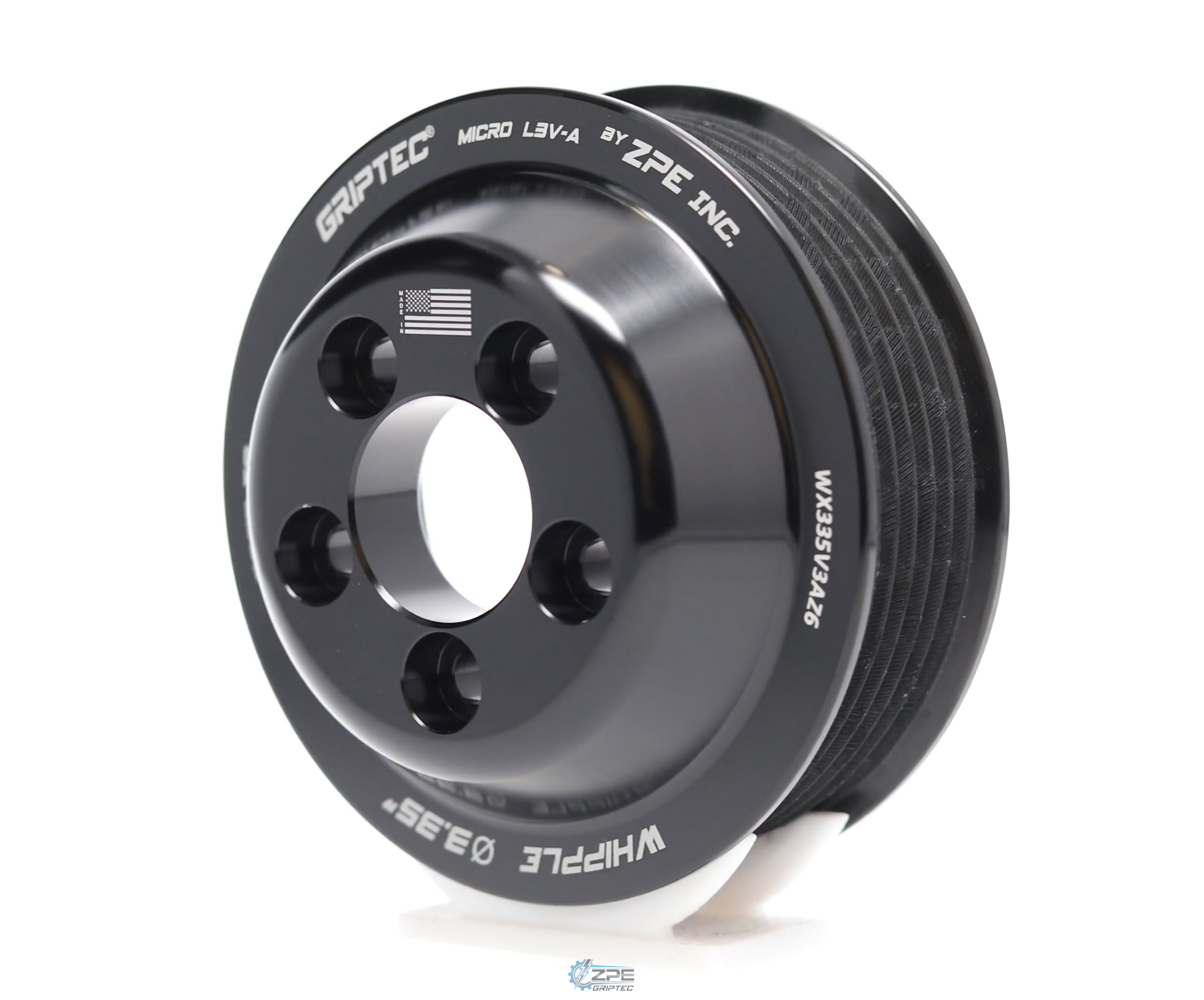 3.35" 6 Rib ZPE GripTec® Whipple 5 Bolt L3V-A Black Pulley Only