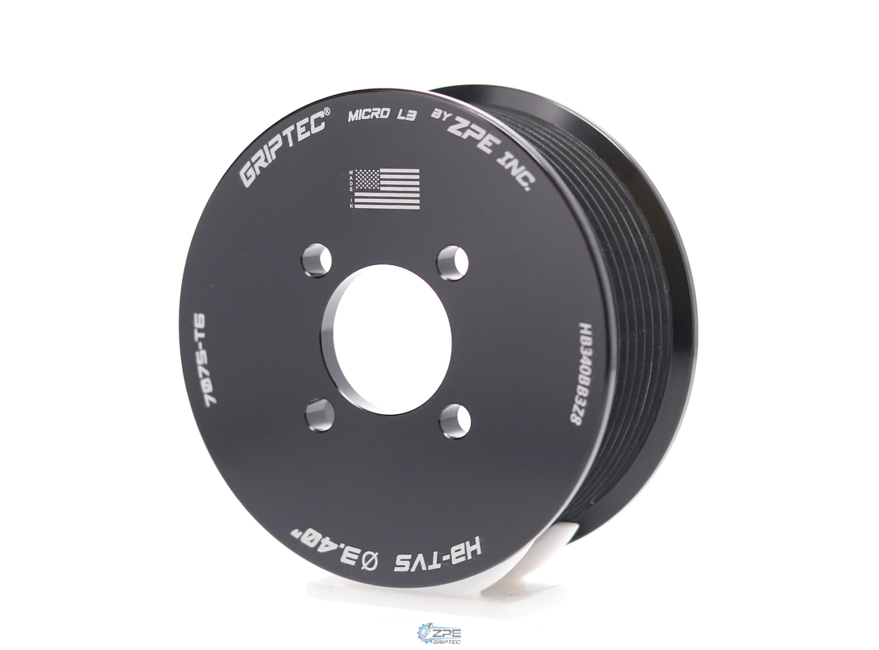 3.40" 8 Rib ZPE GripTec® 2pc Magnuson Heartbeat TVS L3 Black Pulley Only