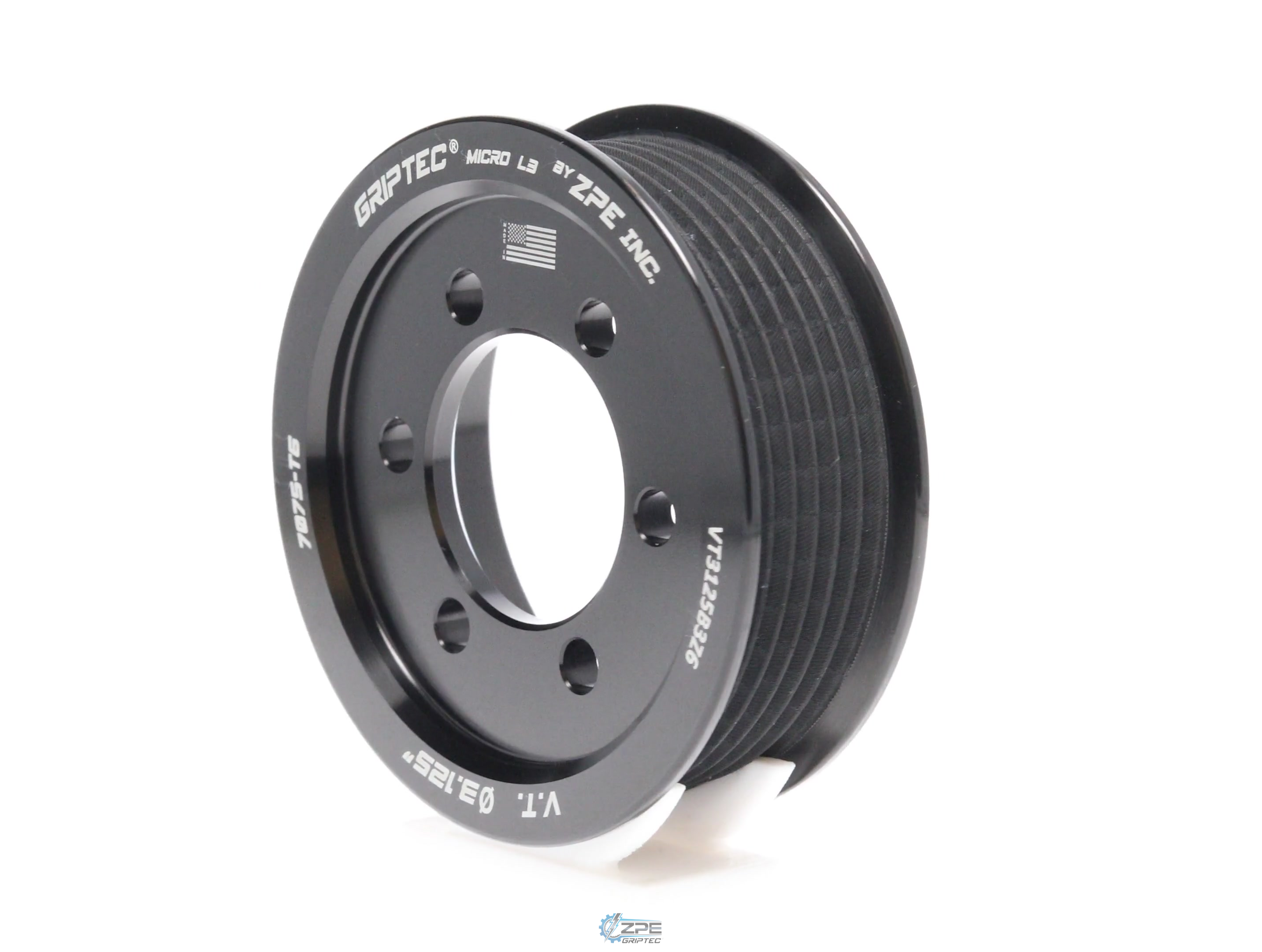 3.125" 6 Rib ZPE GripTec® 2pc Vortech YSi/JT/V3 L3 Black Pulley Only