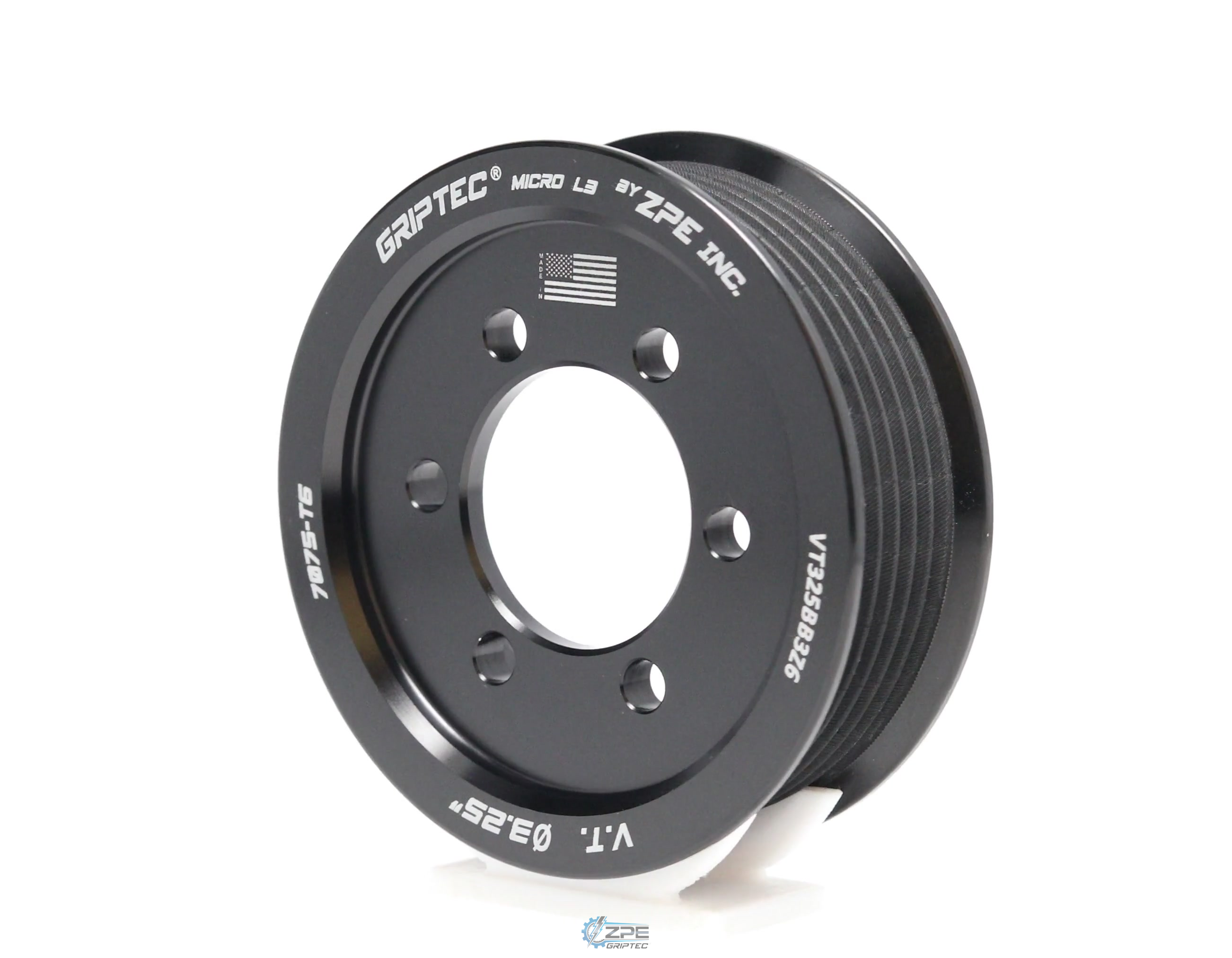 3.25" 6 Rib ZPE GripTec® 2pc Vortech YSi/JT/V3 L3 Black Pulley Only