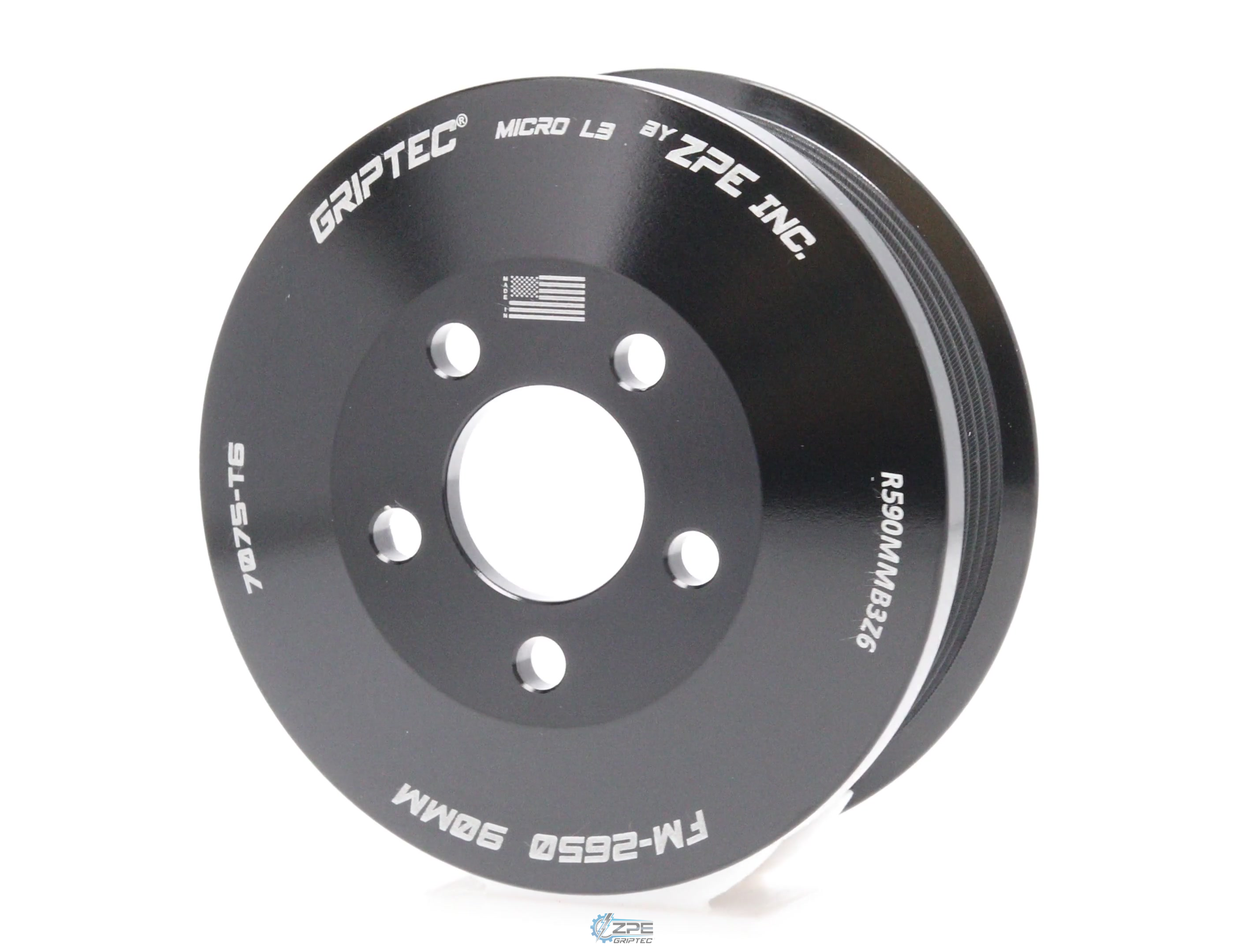 90mm 6 Rib ZPE GripTec® 2pc FMS Ford-Roush TVS R2650 L3 Black Pulley Only