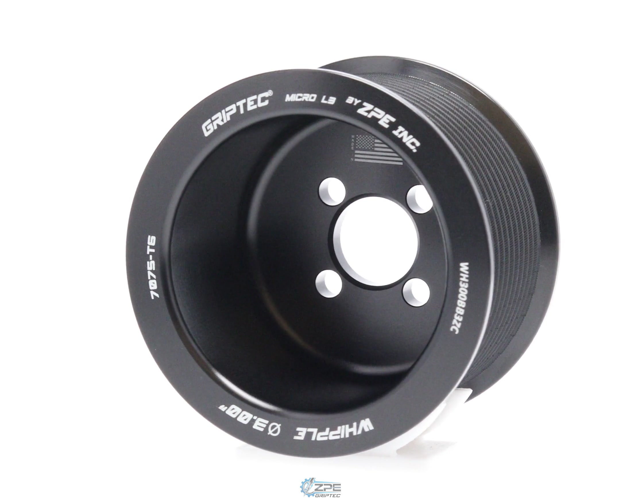 3.00" 12 Rib ZPE GripTec® Whipple Standard L3 Black Pulley