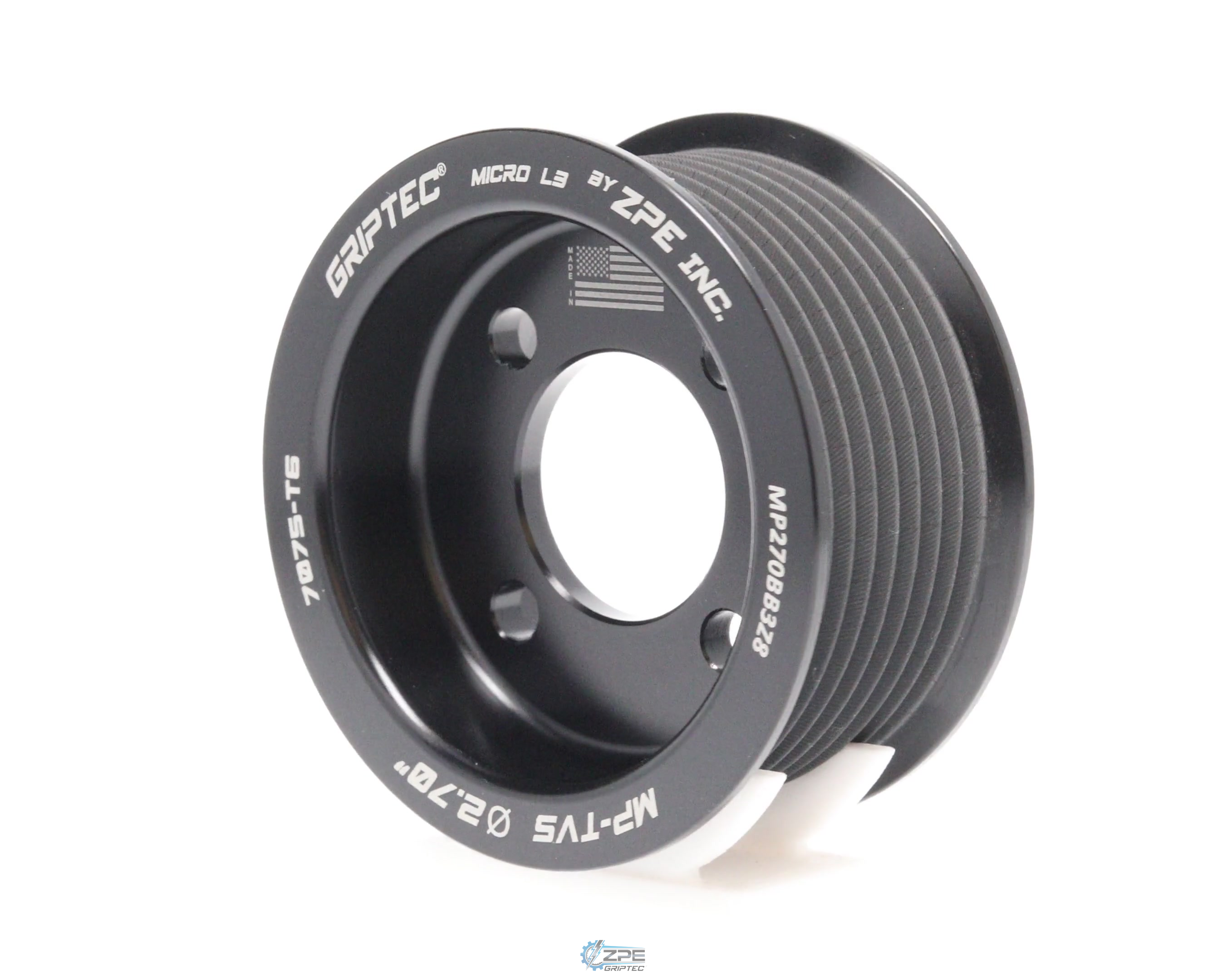2.70" 8 Rib ZPE GripTec® 2pc Magnuson TVS L3 Black Pulley Only