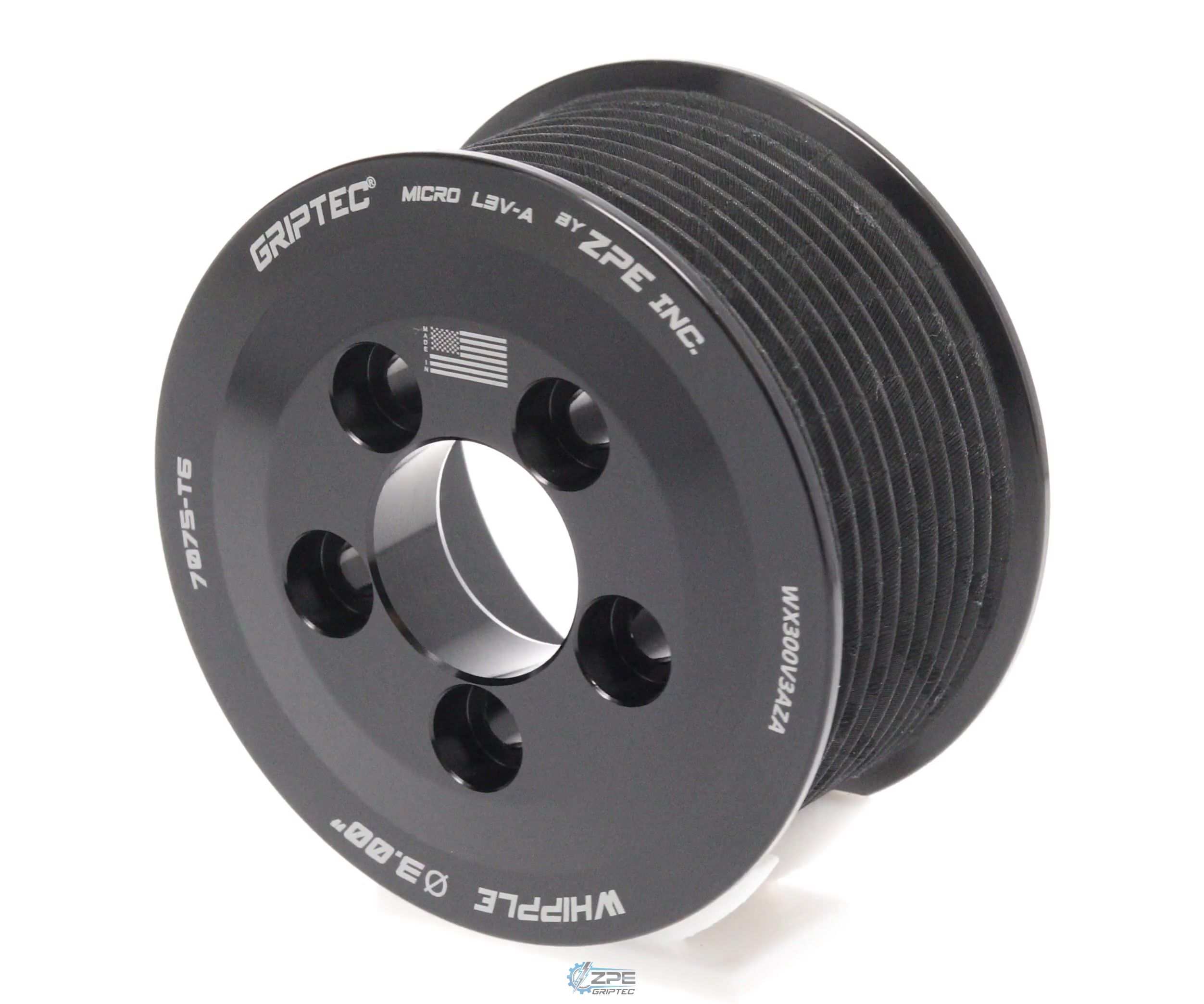 3.00" 10 Rib ZPE GripTec® Whipple 5 Bolt L3V-A Black Pulley Only