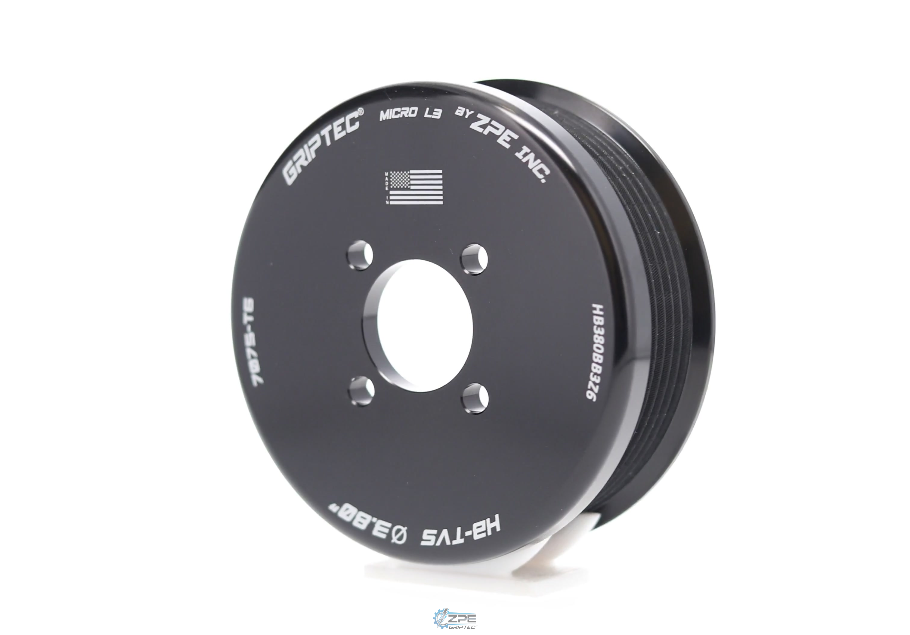 3.80" 6 Rib ZPE GripTec® 2pc Magnuson Heartbeat TVS L3 Black Pulley Only