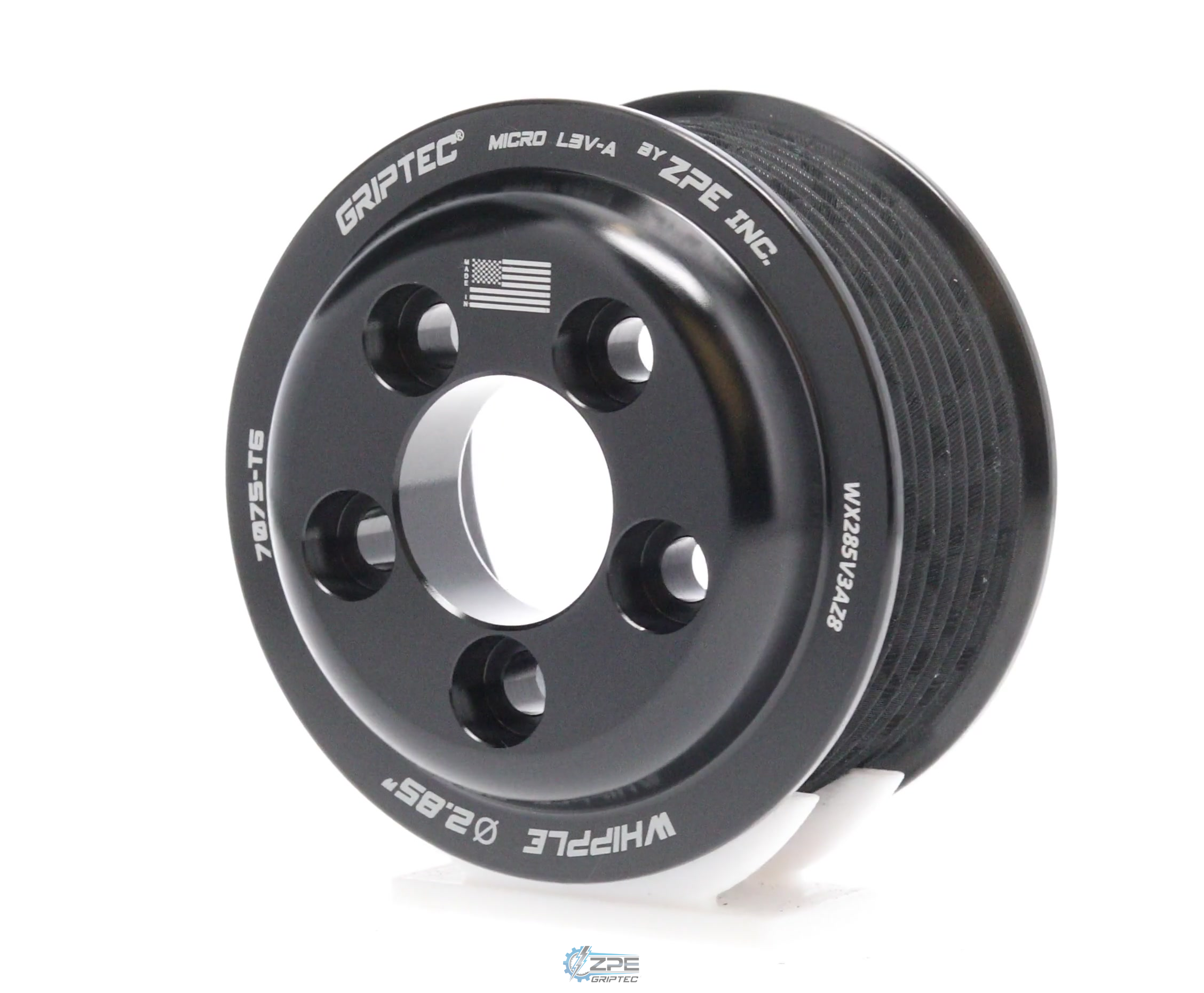 2.85" 8 Rib ZPE GripTec® Whipple 5 Bolt L3V-A Black Pulley Only