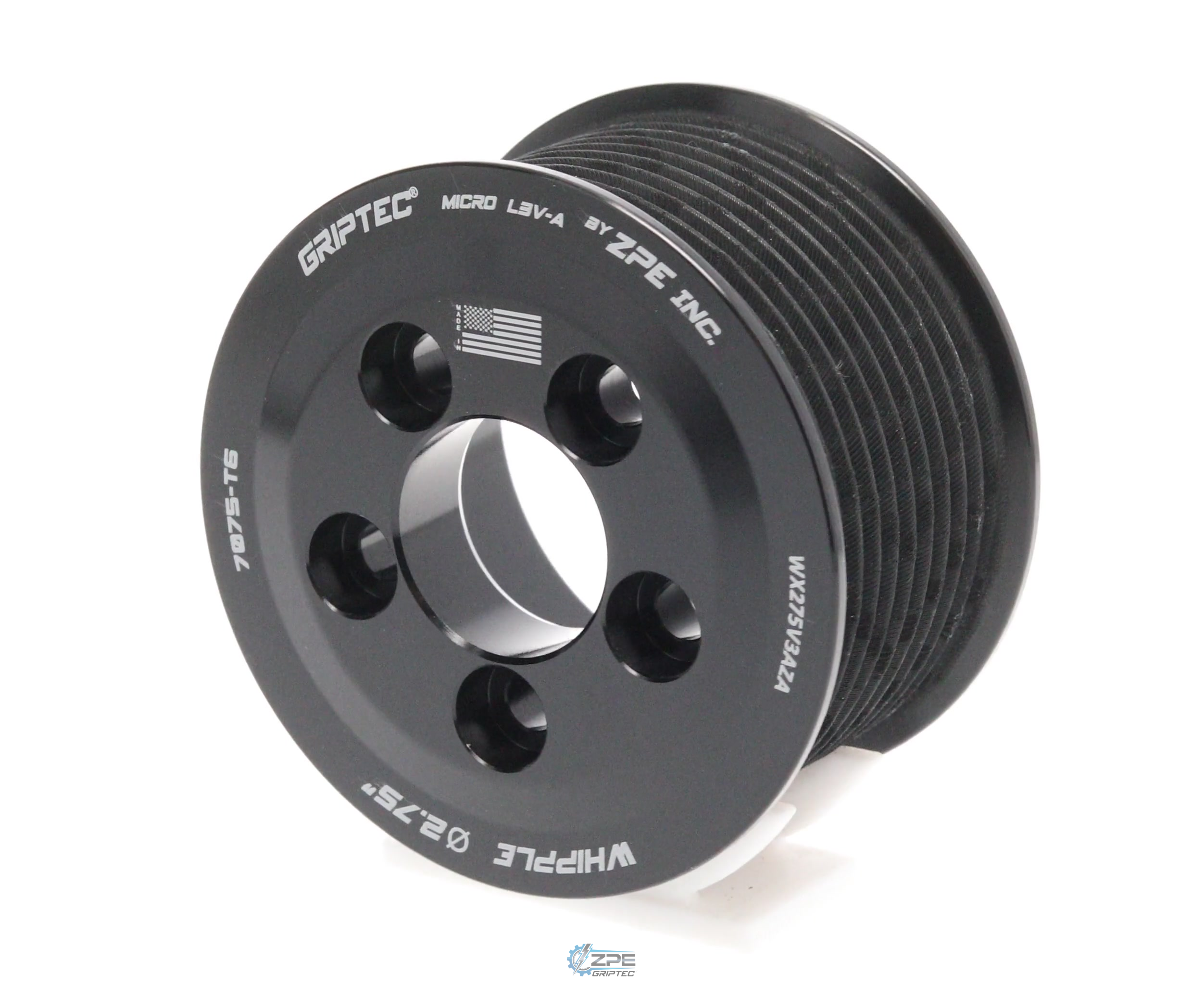 2.75" 10 Rib ZPE GripTec® Whipple 5 Bolt L3V-A Black Pulley Only