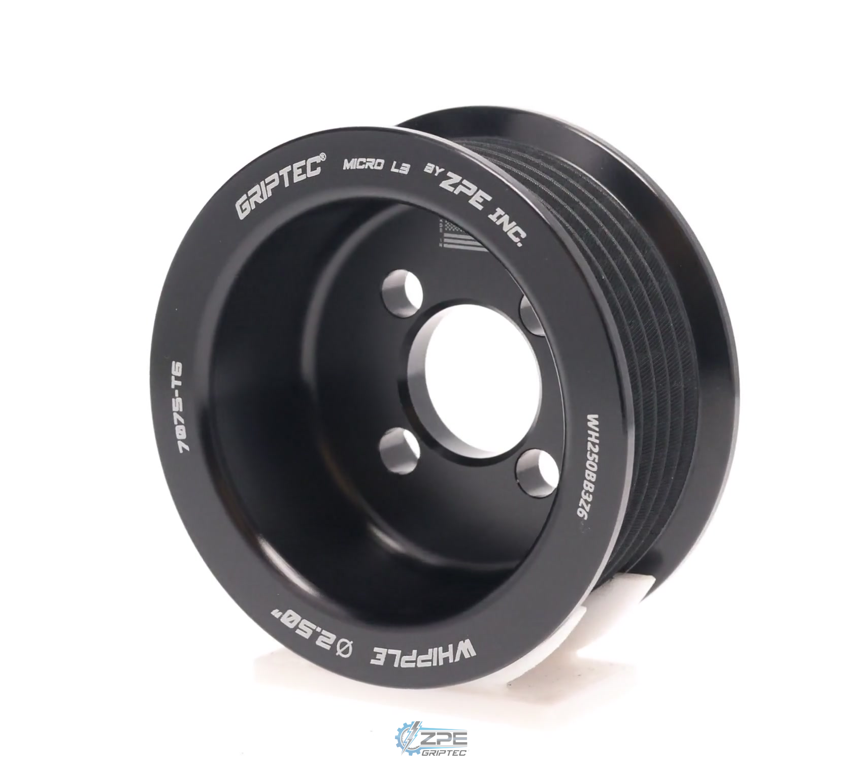 2.50" 6 Rib ZPE GripTec® Whipple Standard L3 Black Pulley