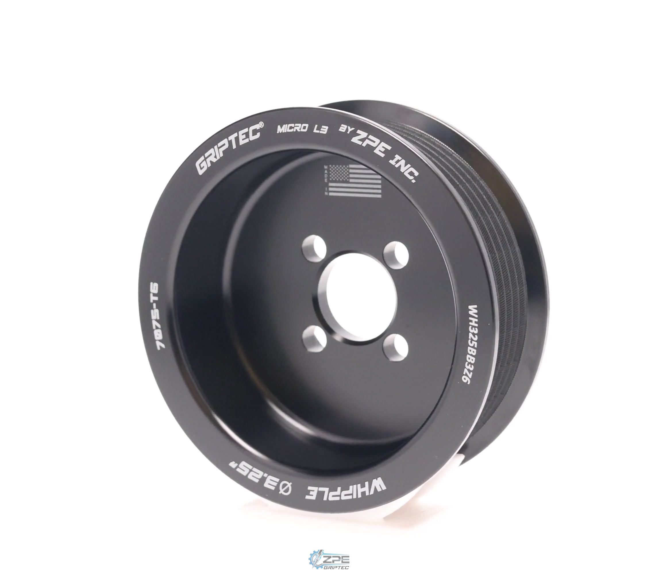 3.25" 6 Rib ZPE GripTec® Whipple Standard L3 Black Pulley