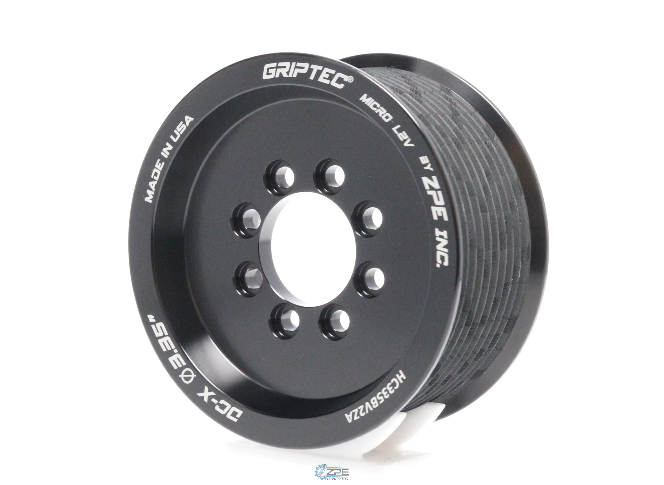 3.35" 10 Rib ZPE GripTec® 2pc HellCat L2V Black Pulley Only