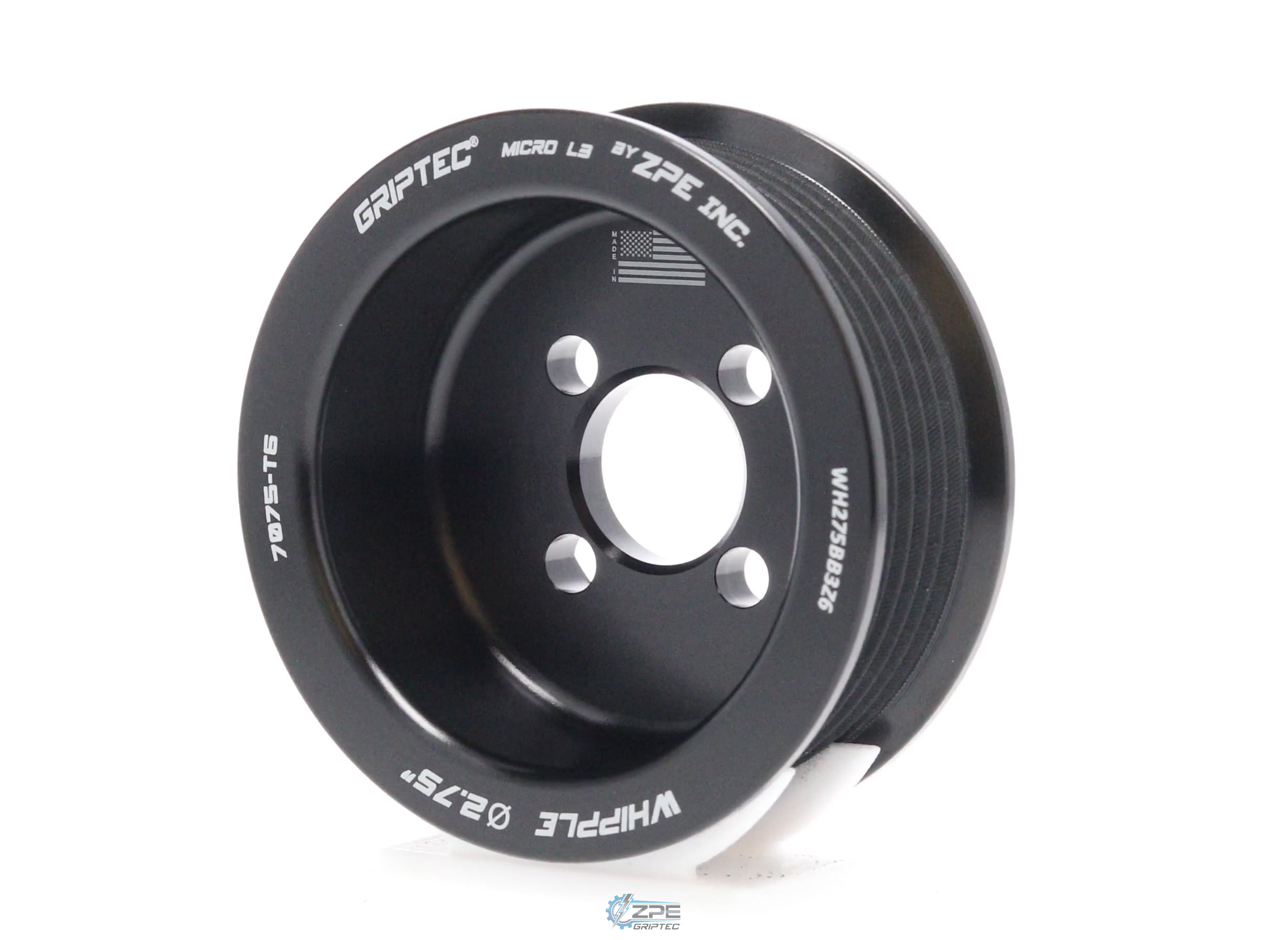 2.75" 6 Rib ZPE GripTec® Whipple Standard L3 Black Pulley
