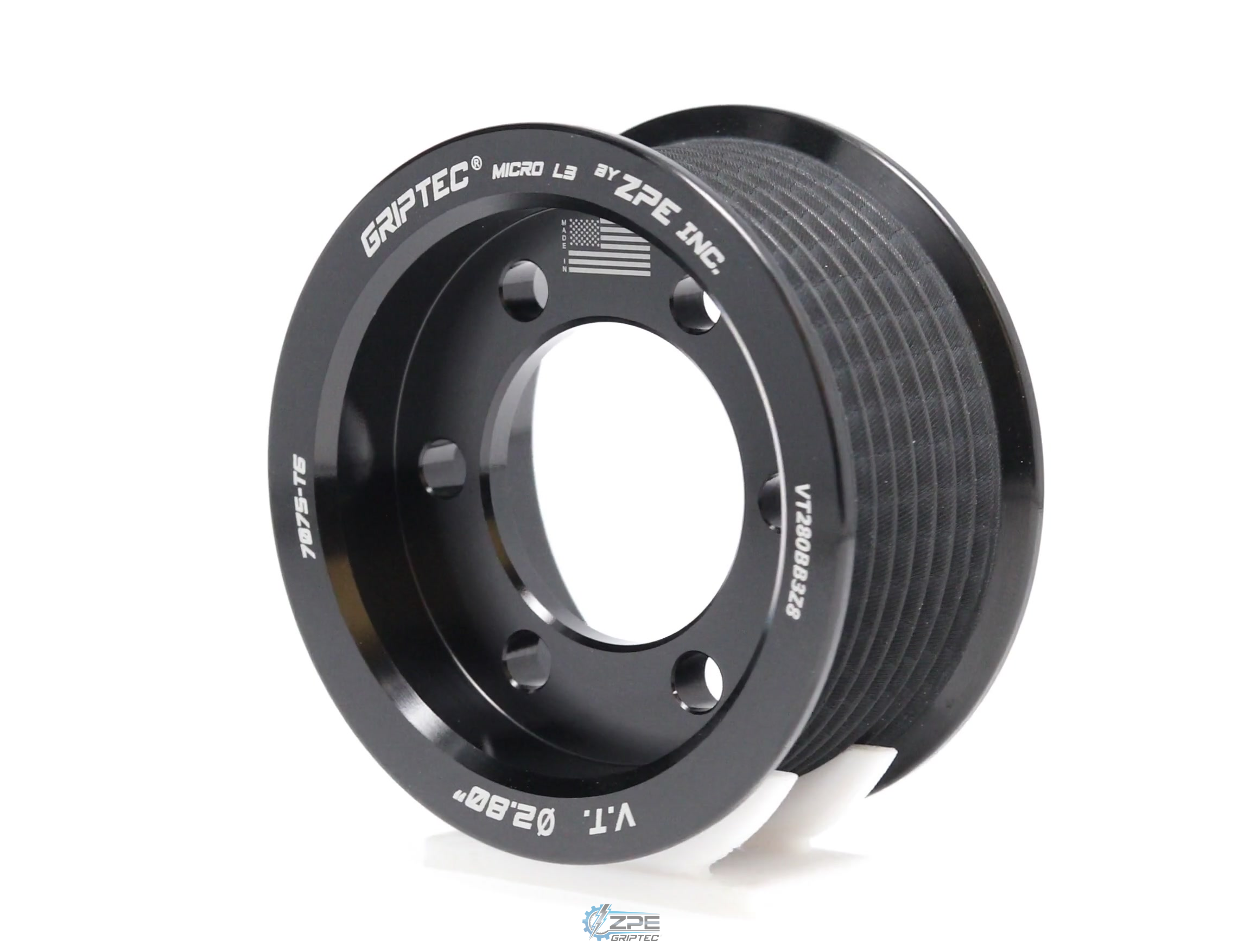 2.80" 8 Rib ZPE GripTec® 2pc Vortech YSi/JT/V3 L3 Black Pulley Only