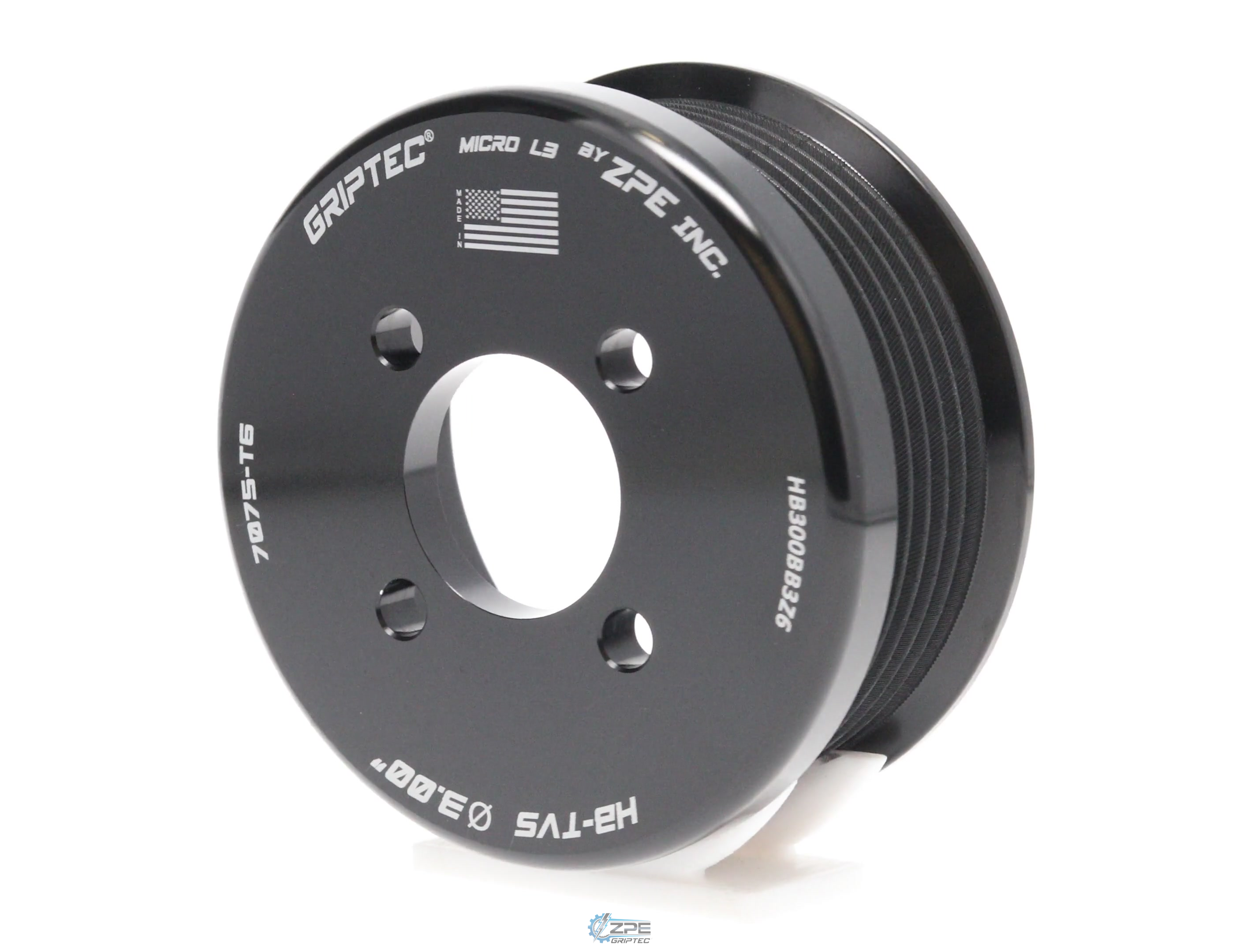 3.00" 6 Rib ZPE GripTec® 2pc Magnuson Heartbeat TVS L3 Black Pulley Only