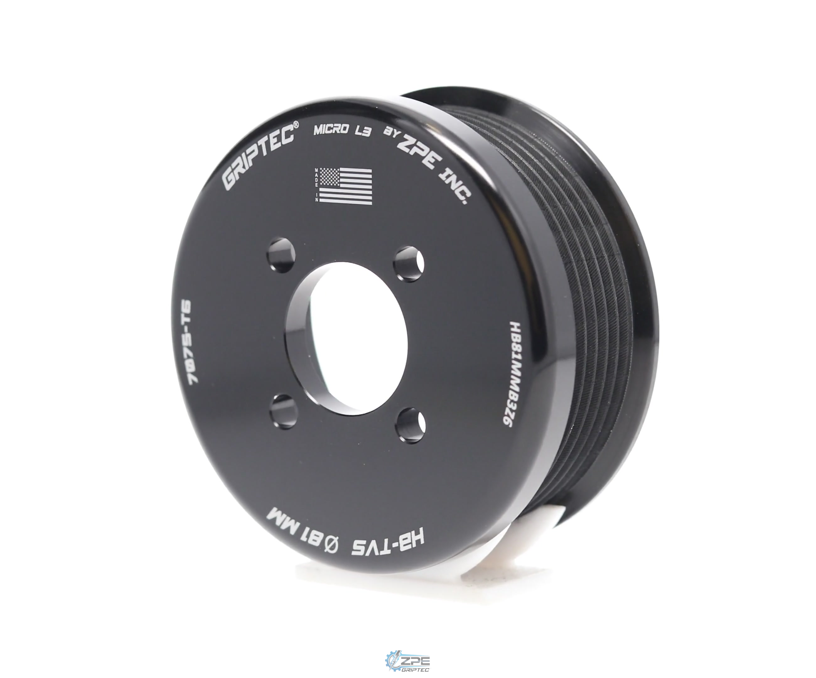 81mm 6 Rib ZPE GripTec® 2pc Magnuson Heartbeat TVS L3 Black Pulley Only
