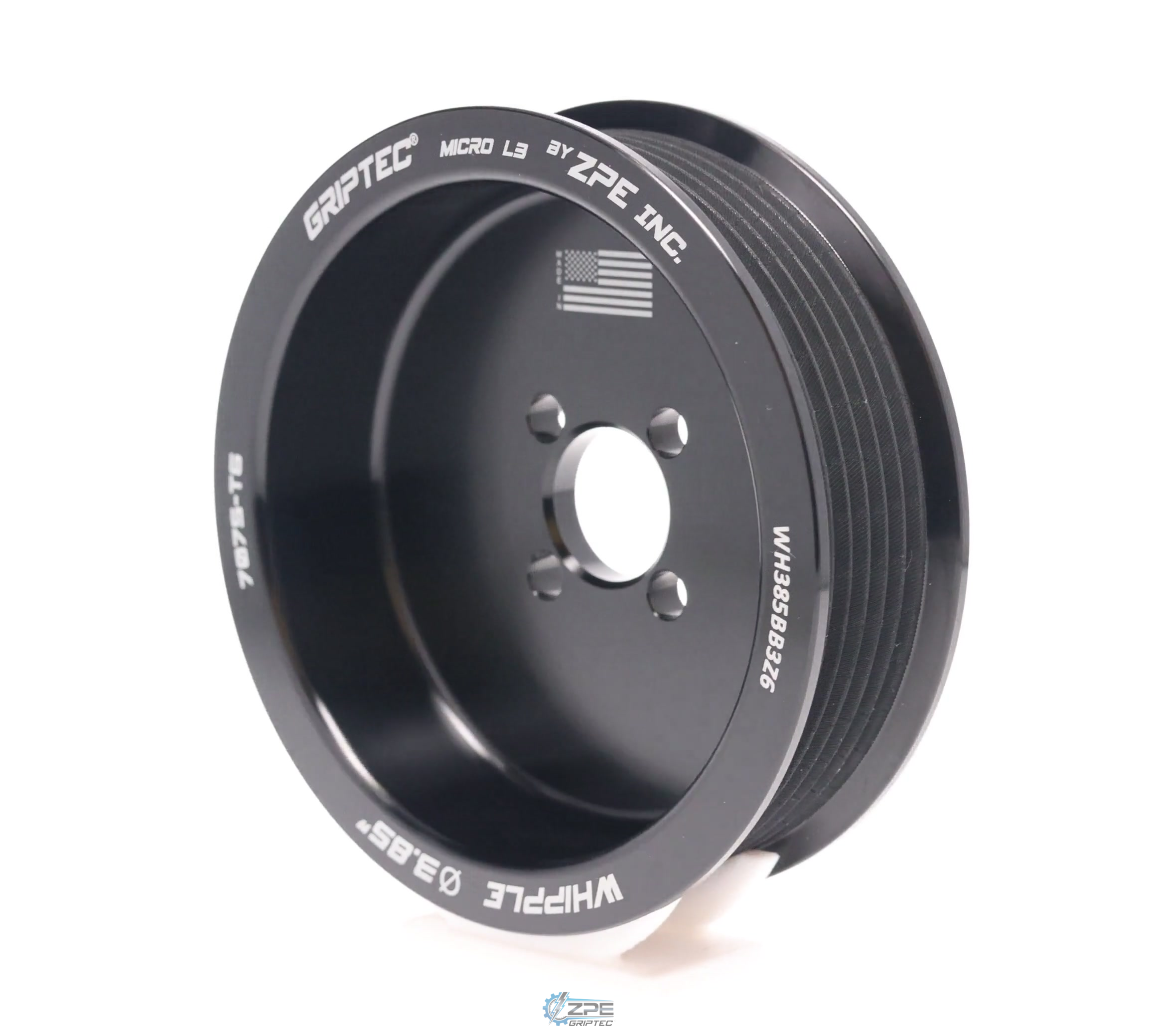 3.85" 6 Rib ZPE GripTec® Whipple Standard L3 Black Pulley