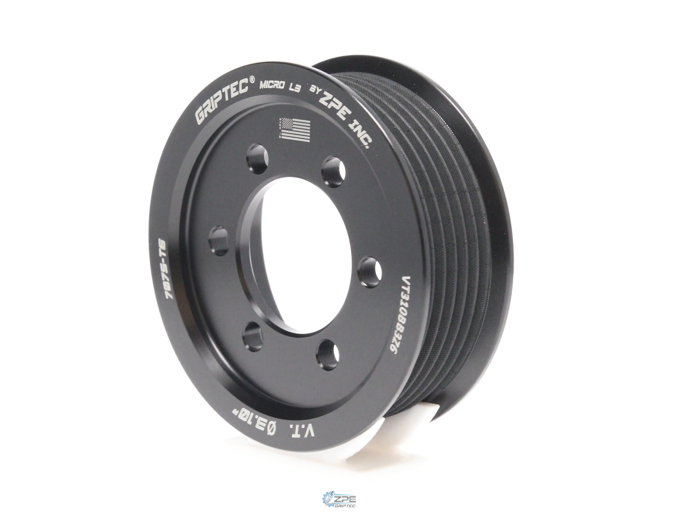3.10" 6 Rib ZPE GripTec® 2pc Vortech YSi/JT/V3 L3 Black Pulley Only