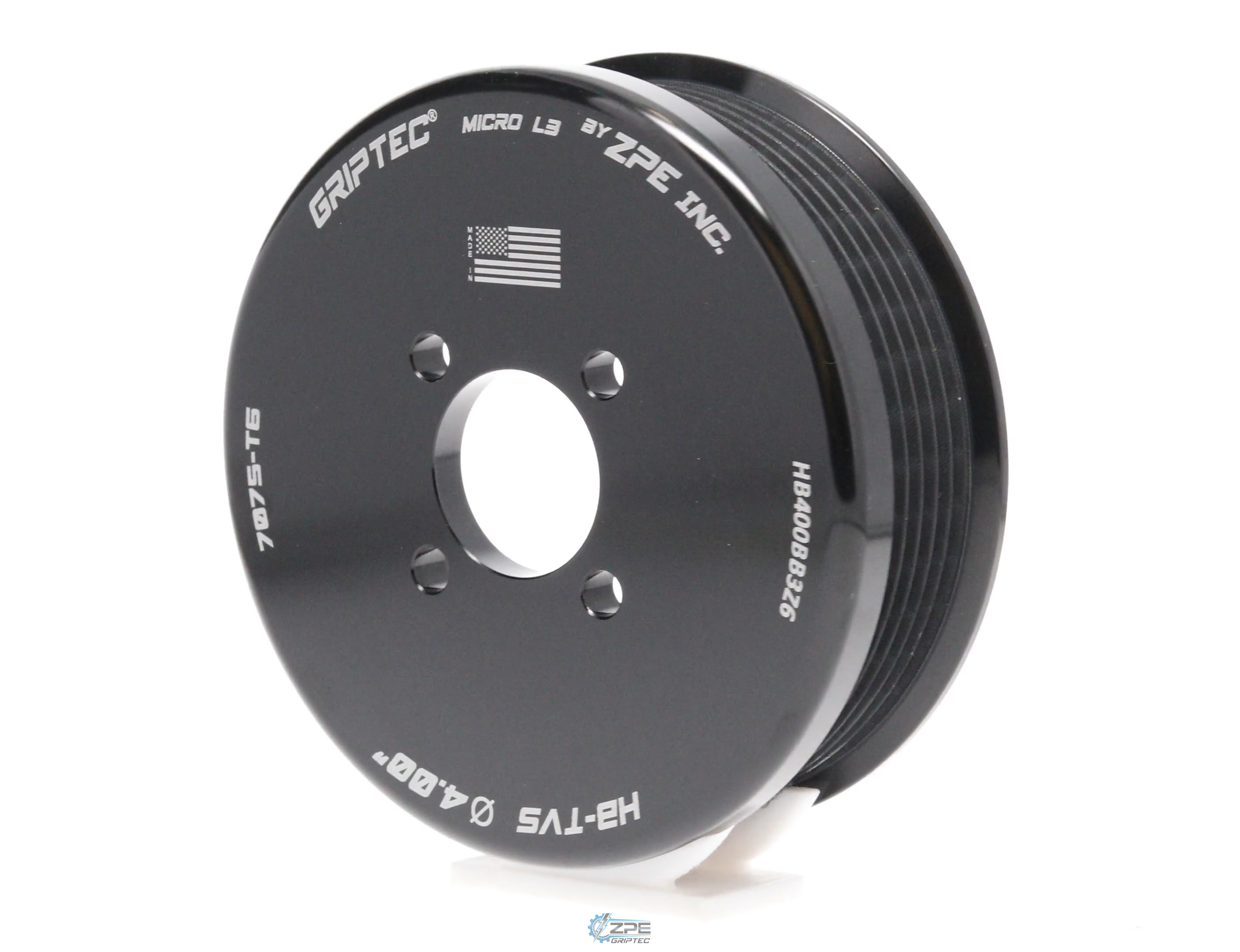 4.00" 6 Rib ZPE GripTec® 2pc Magnuson Heartbeat TVS L3 Black Pulley Only