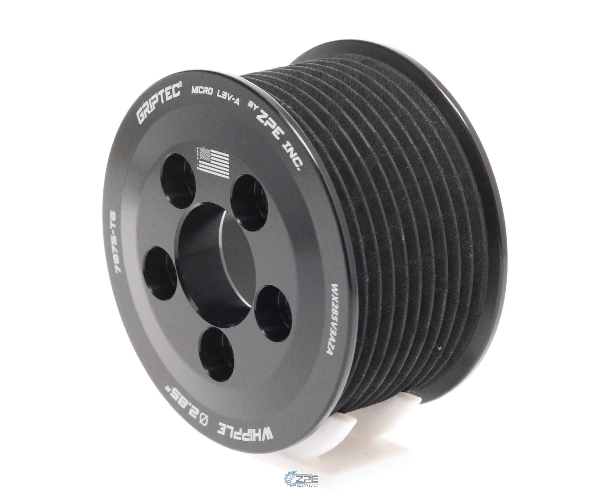 2.85" 10 Rib ZPE GripTec® Whipple 5 Bolt L3V-A Black Pulley Only