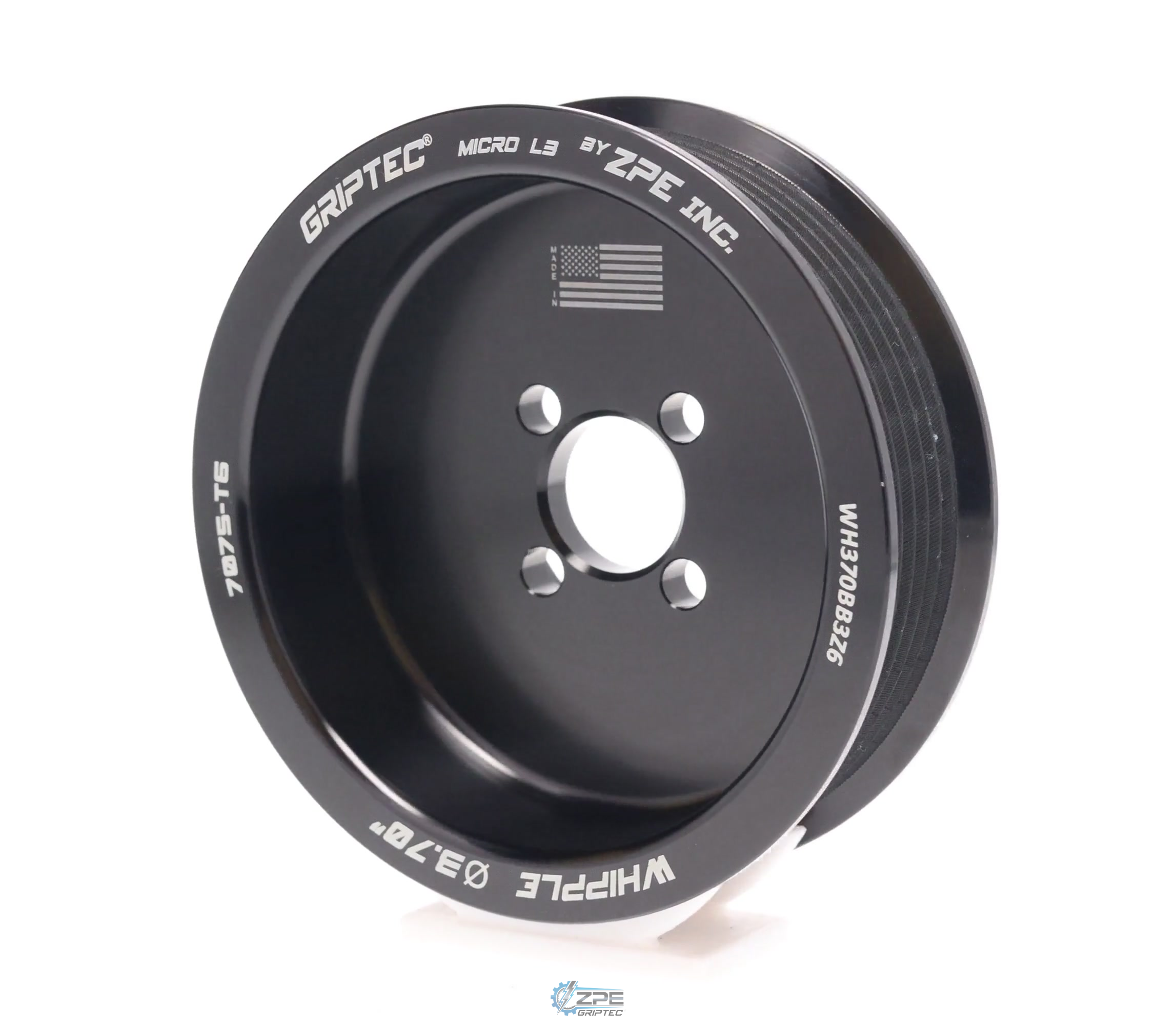 3.70" 6 Rib ZPE GripTec® Whipple Standard L3 Black Pulley