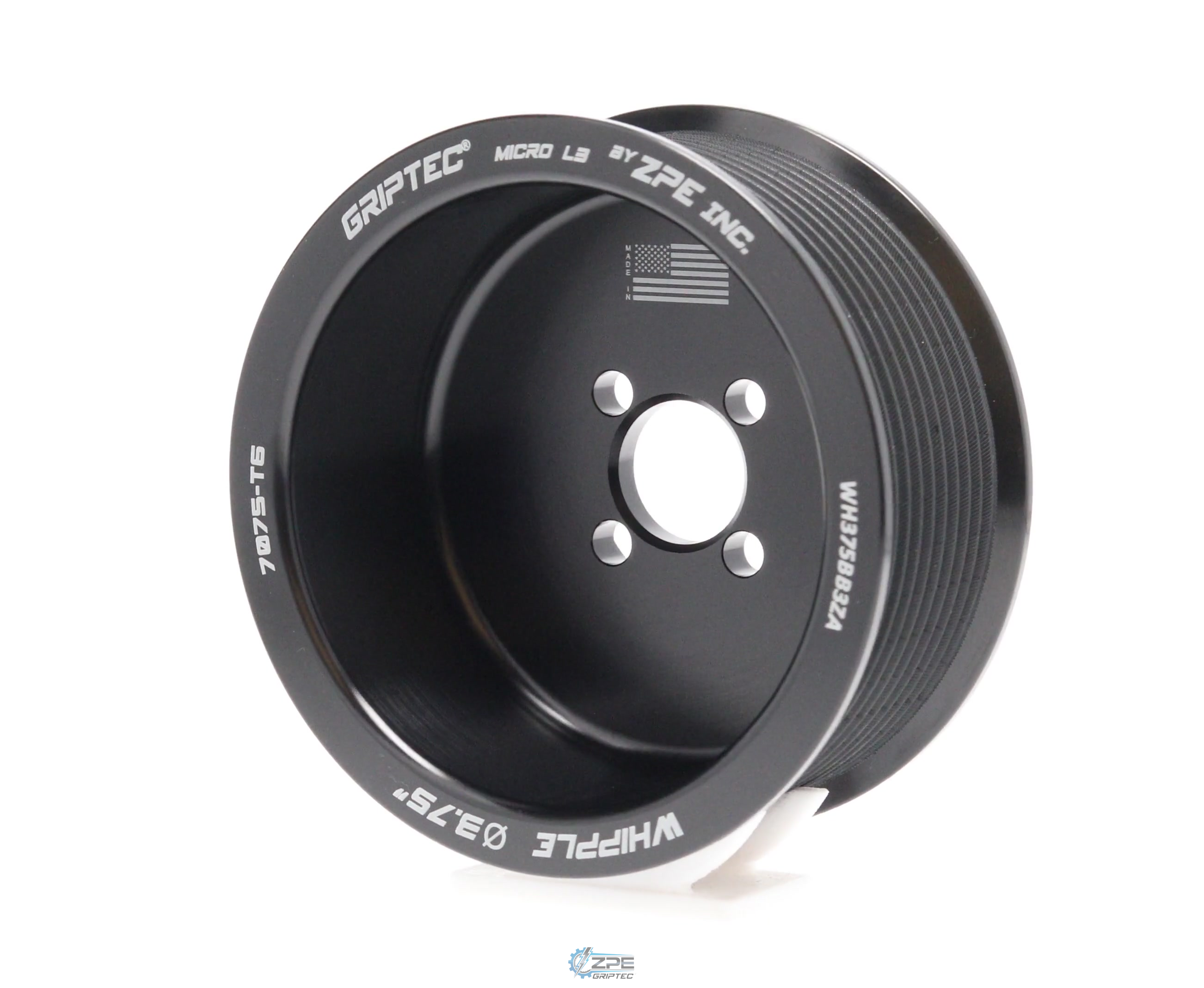 3.75" 10 Rib ZPE GripTec® Whipple Standard L3 Black Pulley
