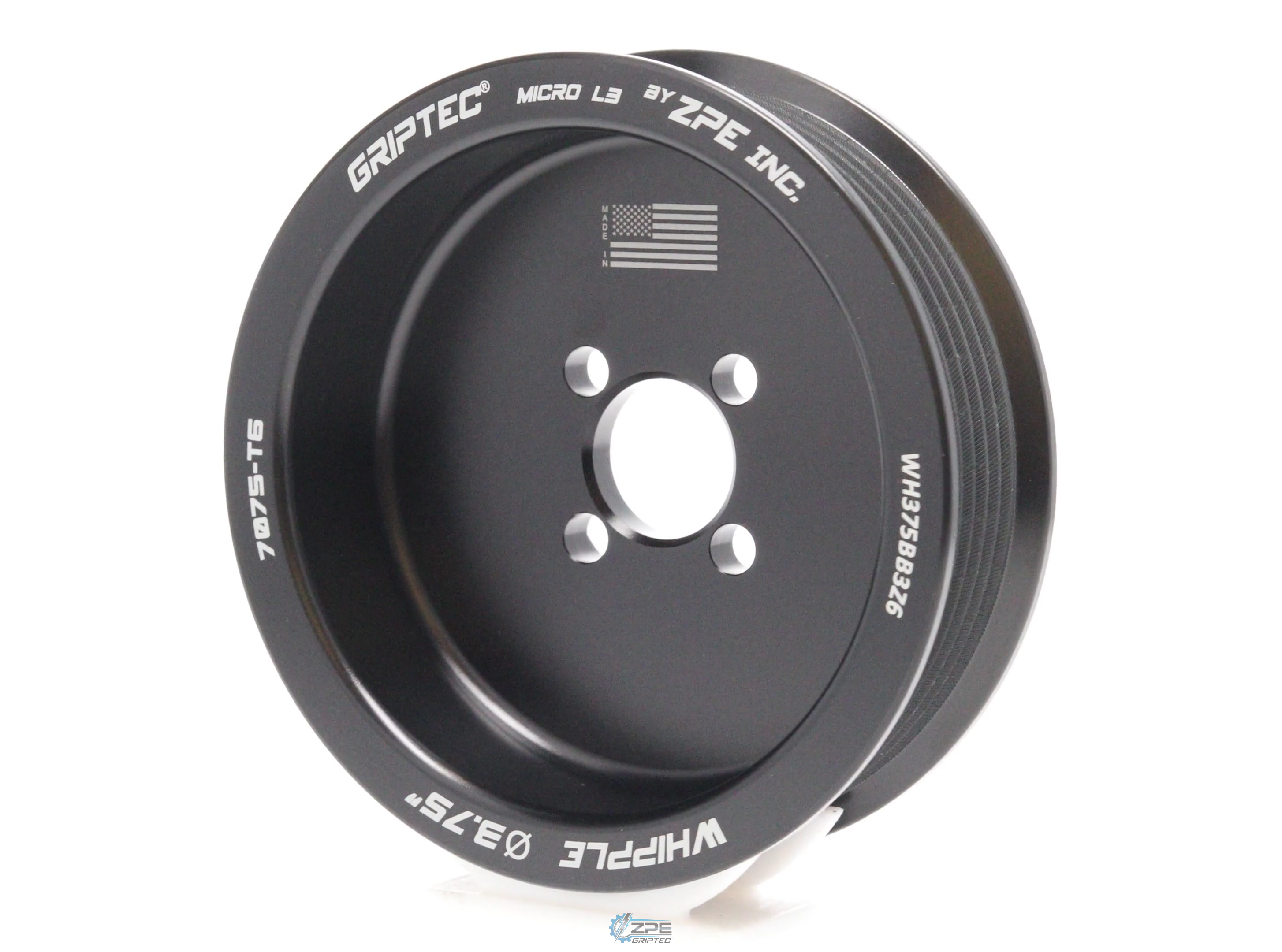 3.75" 6 Rib ZPE GripTec® Whipple Standard L3 Black Pulley