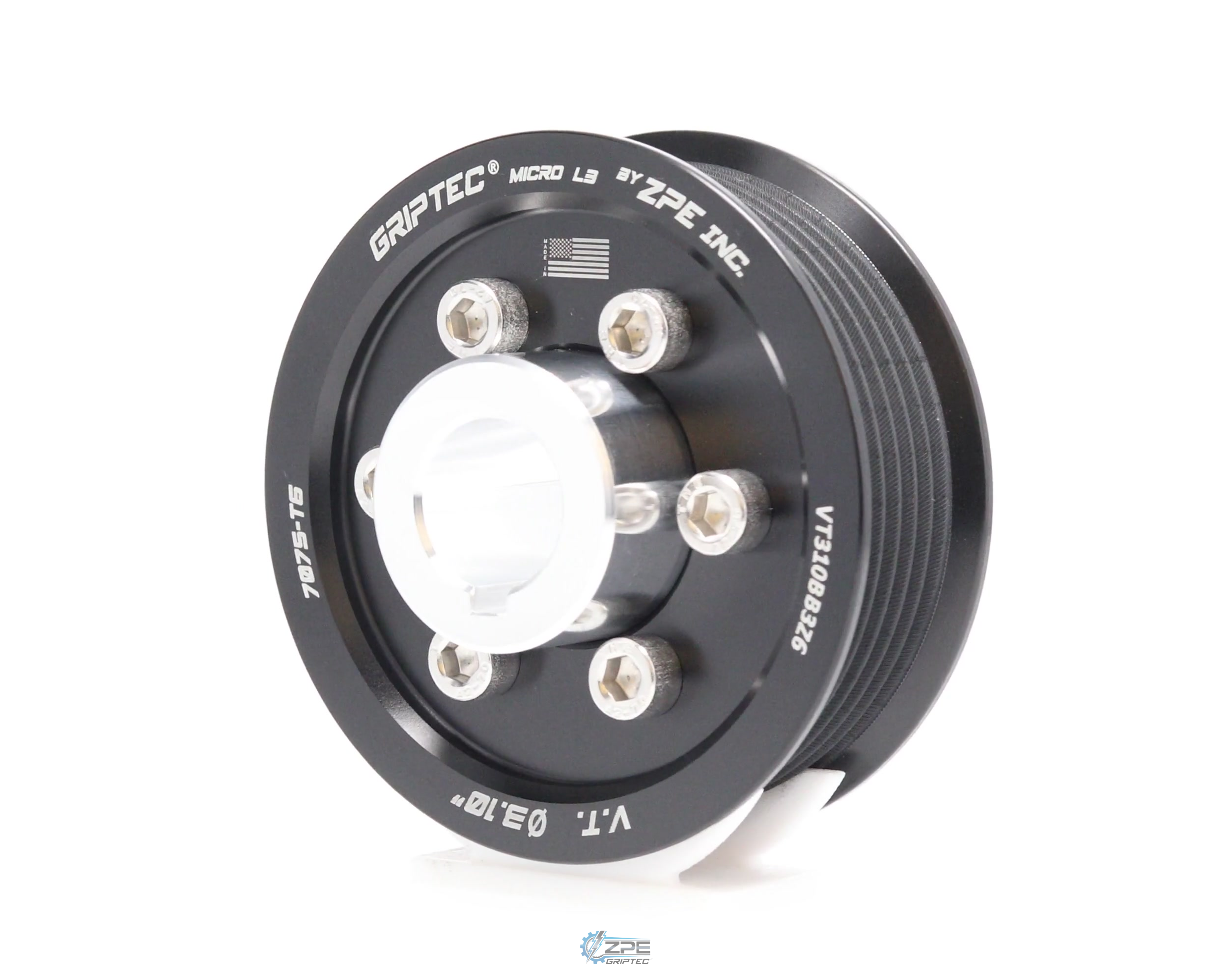 3.10" 6 Rib ZPE GripTec® 2pc Vortech YSi/JT/V3 L3 Black Pulley & Hub Kit