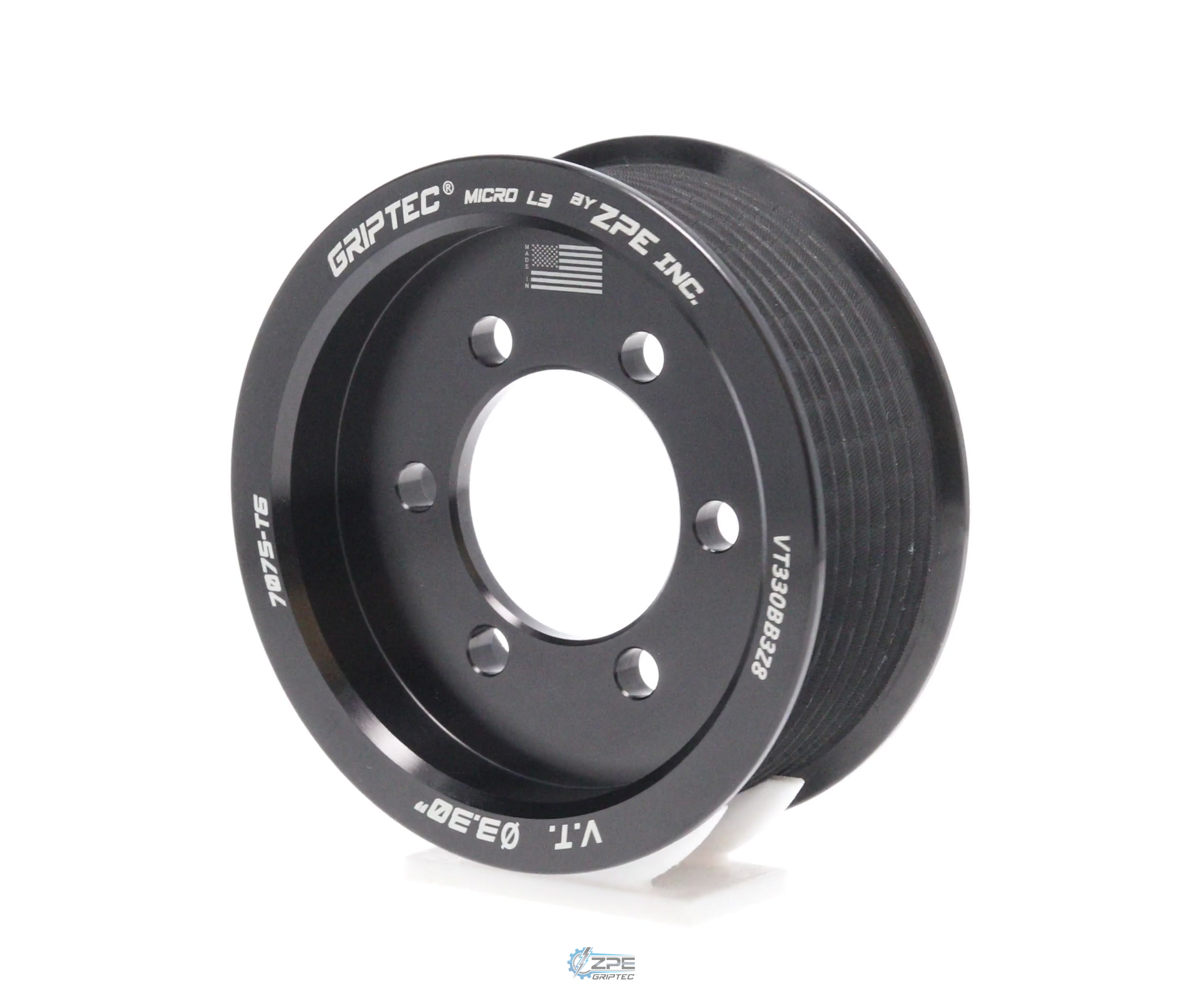 3.30" 8 Rib ZPE GripTec® 2pc Vortech YSi/JT/V3 L3 Black Pulley Only