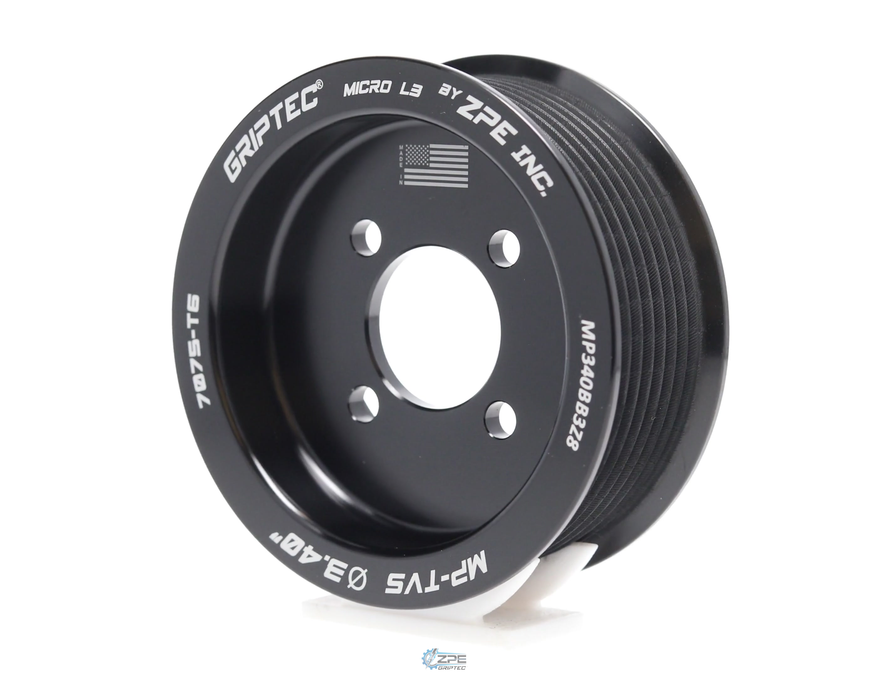3.40" 8 Rib ZPE GripTec® 2pc Magnuson TVS L3 Black Pulley Only