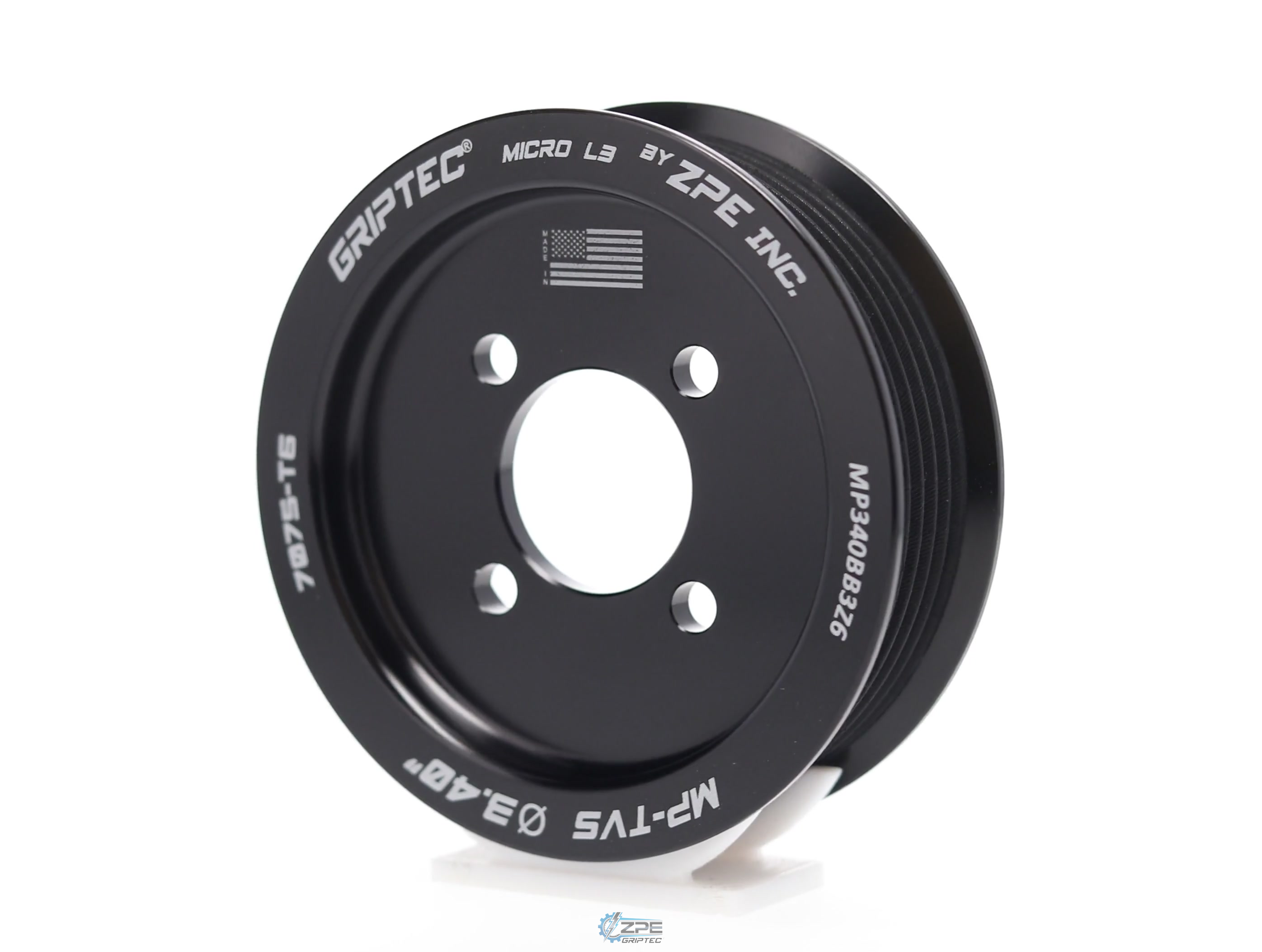 3.40" 6 Rib ZPE GripTec® 2pc Magnuson TVS L3 Black Pulley Only