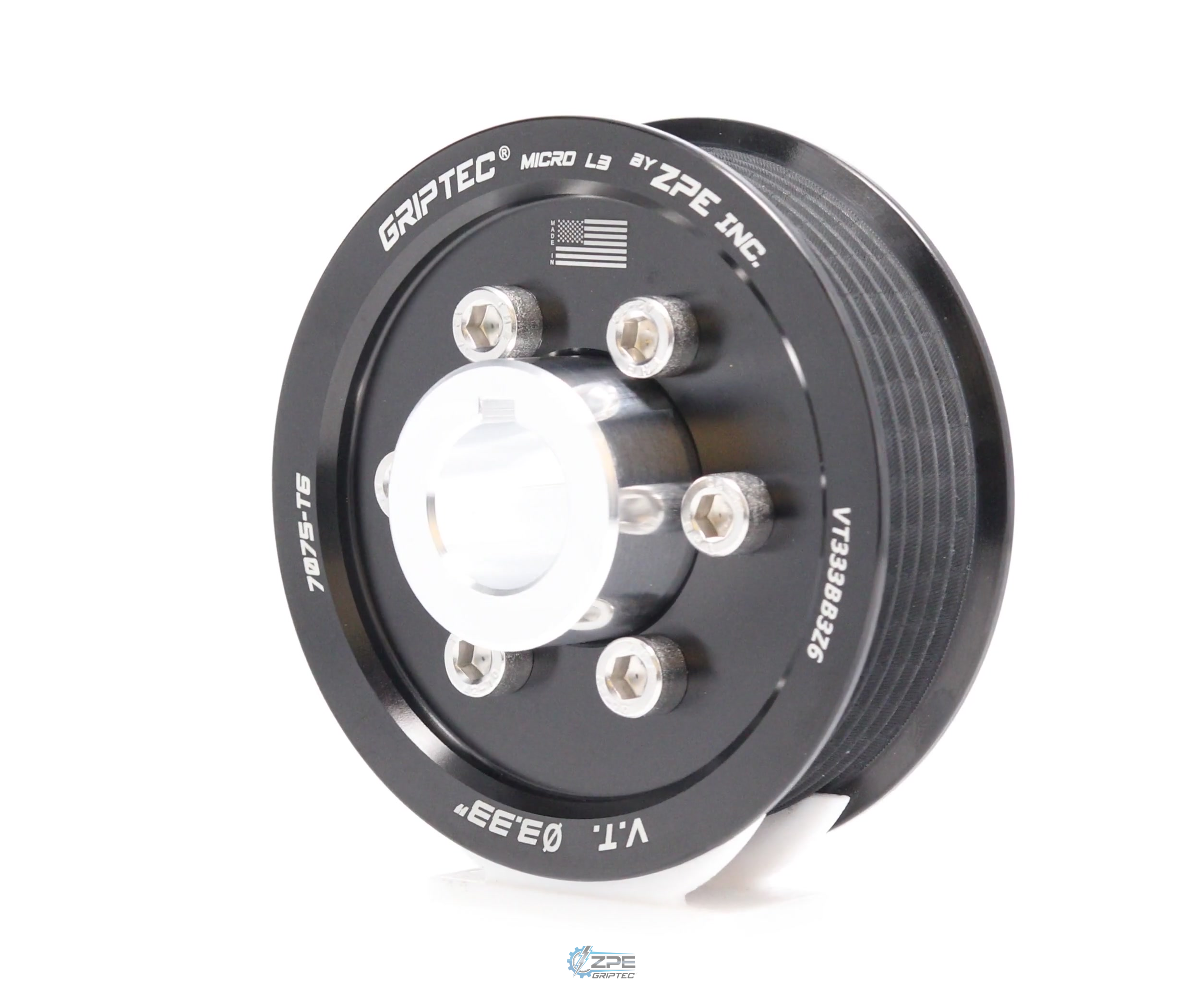 3.33" 6 Rib ZPE GripTec® 2pc Vortech YSi/JT/V3 L3 Black Pulley & Hub Kit