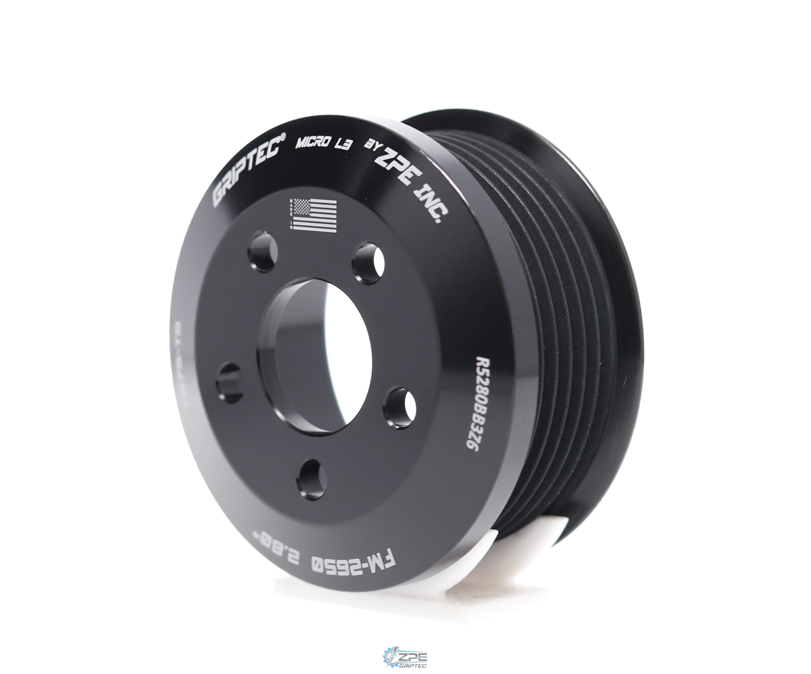 2.80" 6 Rib ZPE GripTec® 2pc FMS Ford-Roush TVS R2650 L3 Black Pulley Only