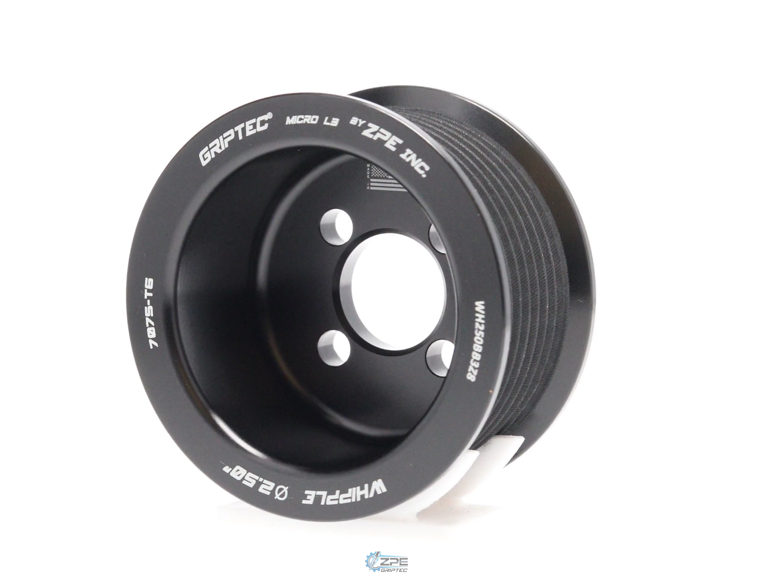 2.50" 8 Rib ZPE GripTec® Whipple Standard L3 Black Pulley