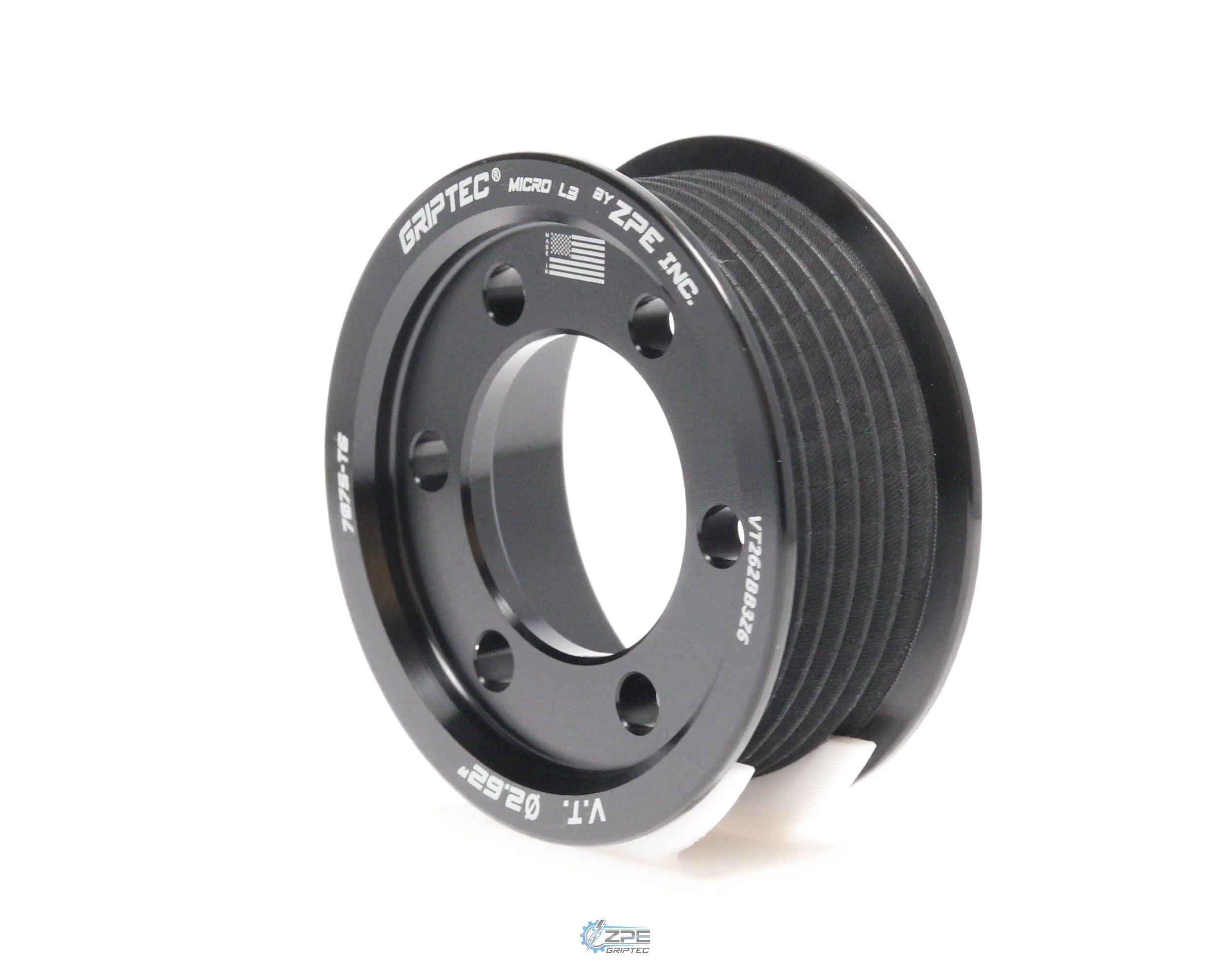 2.62" 6 Rib ZPE GripTec® 2pc Vortech YSi/JT/V3 L3 Black Pulley Only