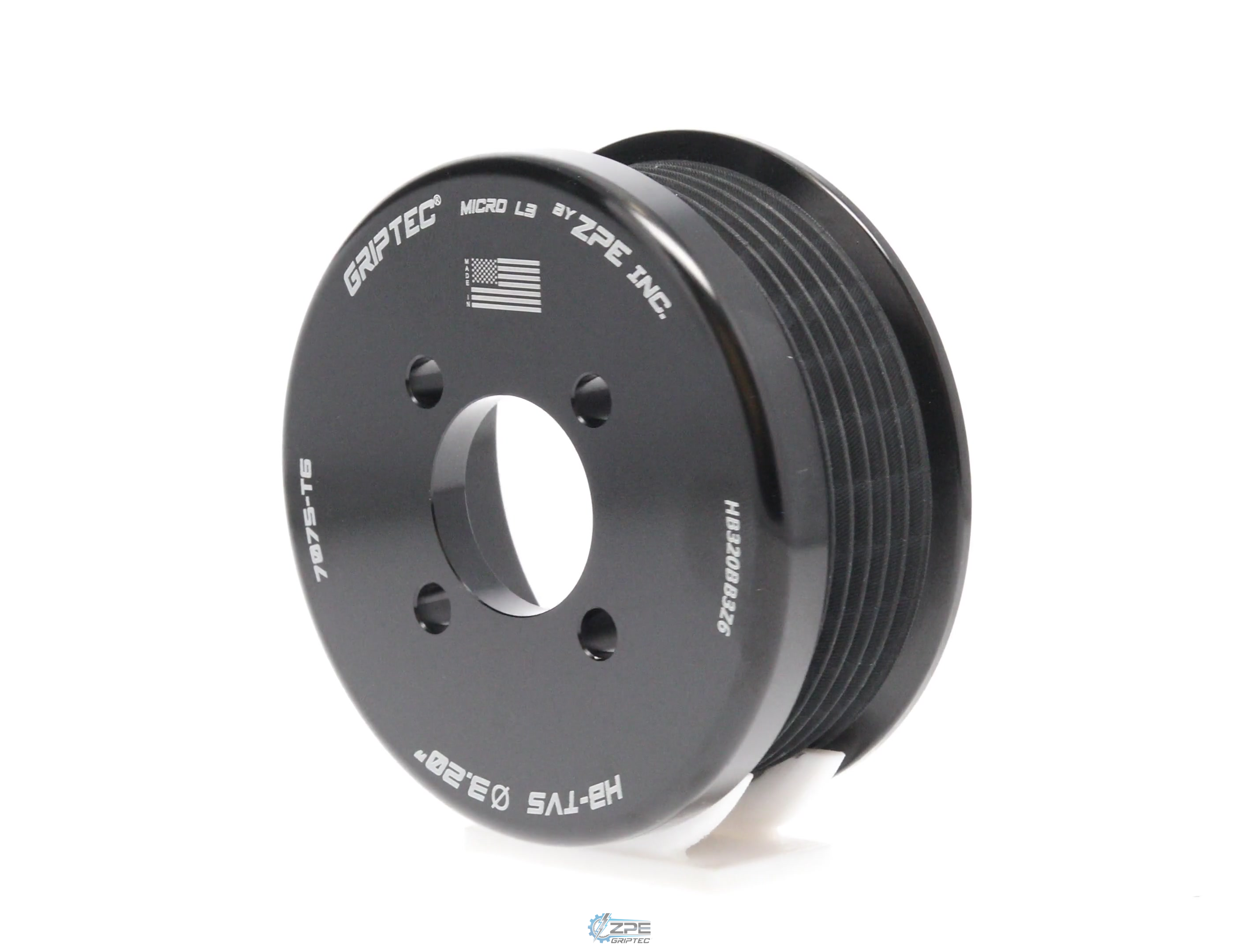 3.20" 6 Rib ZPE GripTec® 2pc Magnuson Heartbeat TVS L3 Black Pulley Only