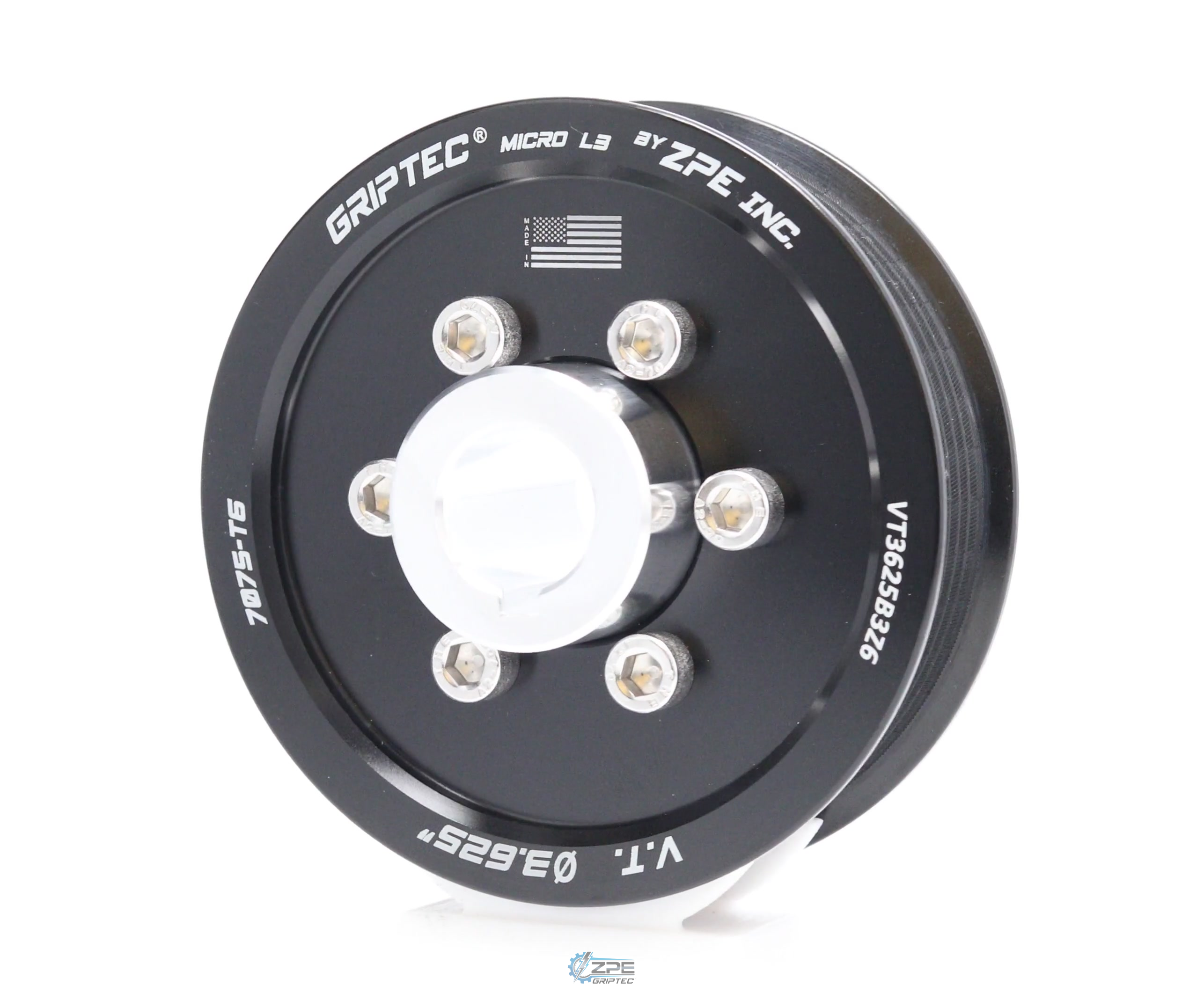 3.625" 6 Rib ZPE GripTec® 2pc Vortech YSi/JT/V3 L3 Black Pulley & Hub Kit