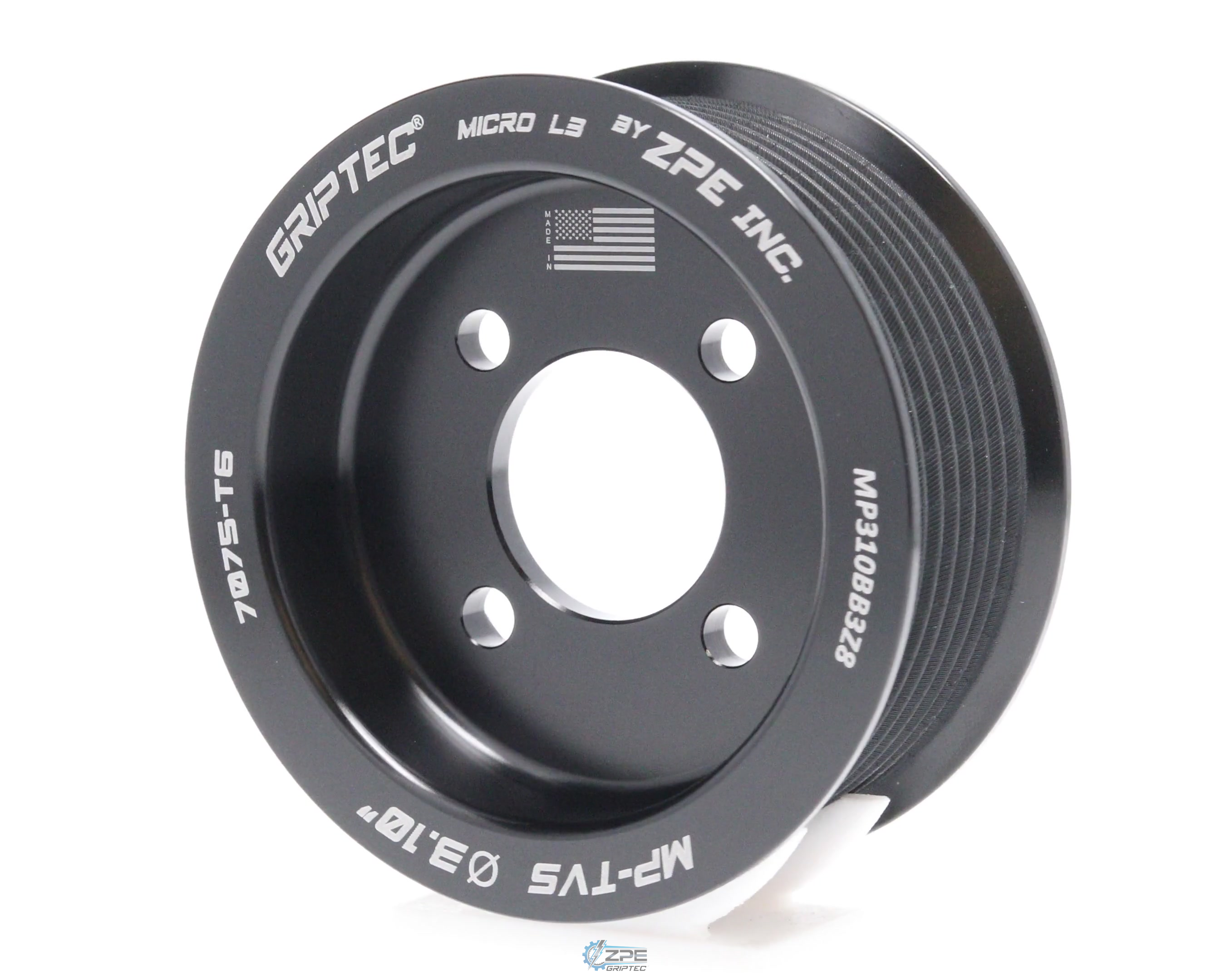 3.10" 8 Rib ZPE GripTec® 2pc Magnuson TVS L3 Black Pulley Only